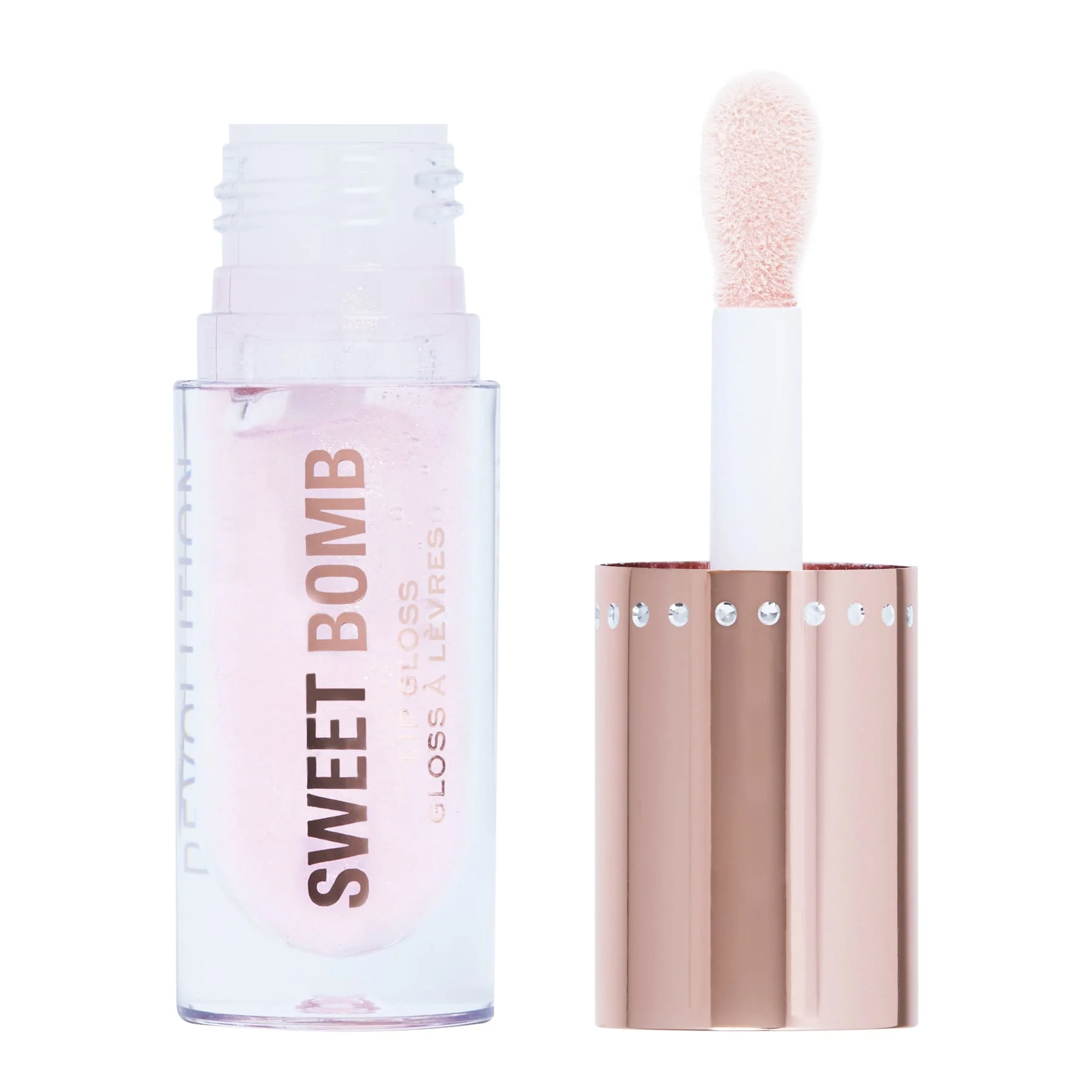 Revolution Y2K Baby Sweet Bomb Lip Gloss Candyfloss Pink Glitter - Image 6