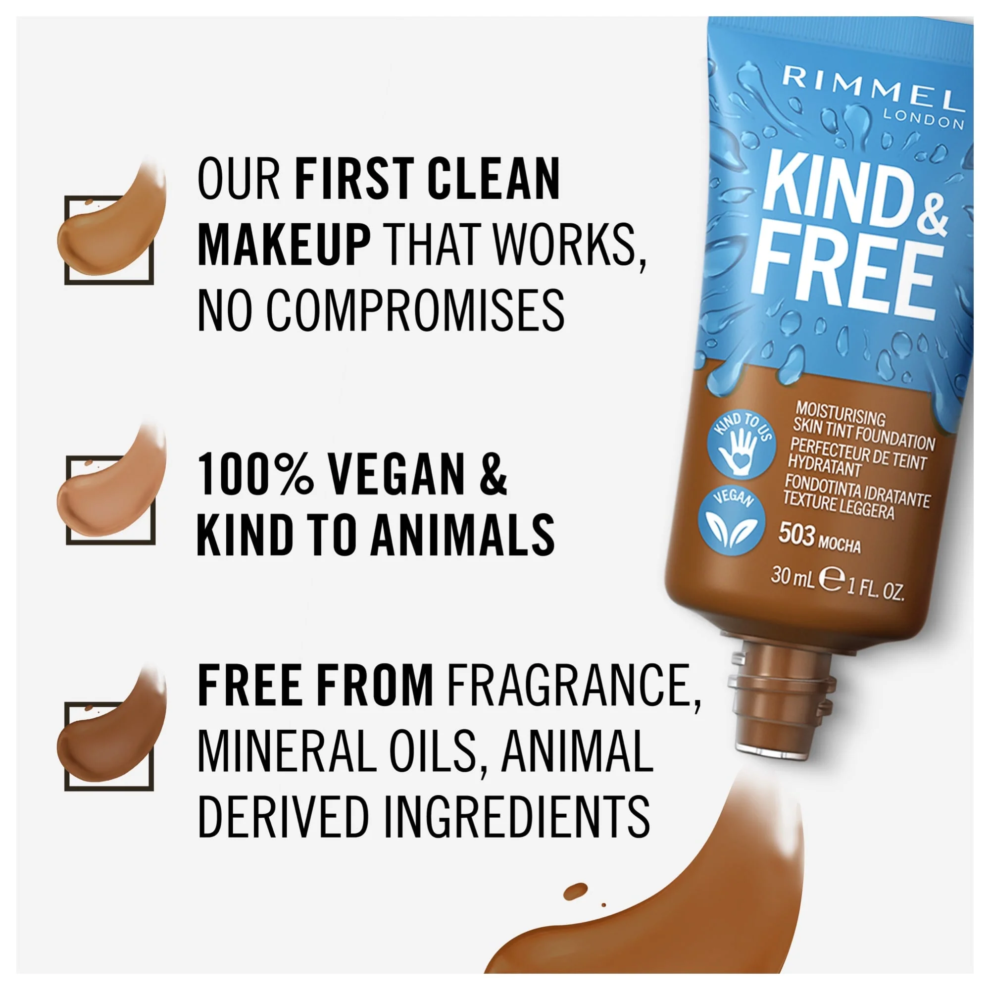 Rimmel Kind & Free Moisturising Skin Tint Foundation 30ml - Image 4