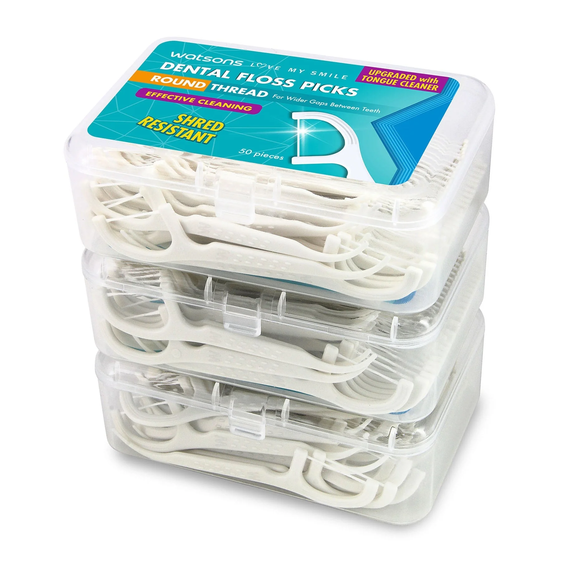 Round Thread Dental Floss Picks with Tongue Cleaner - Image 2