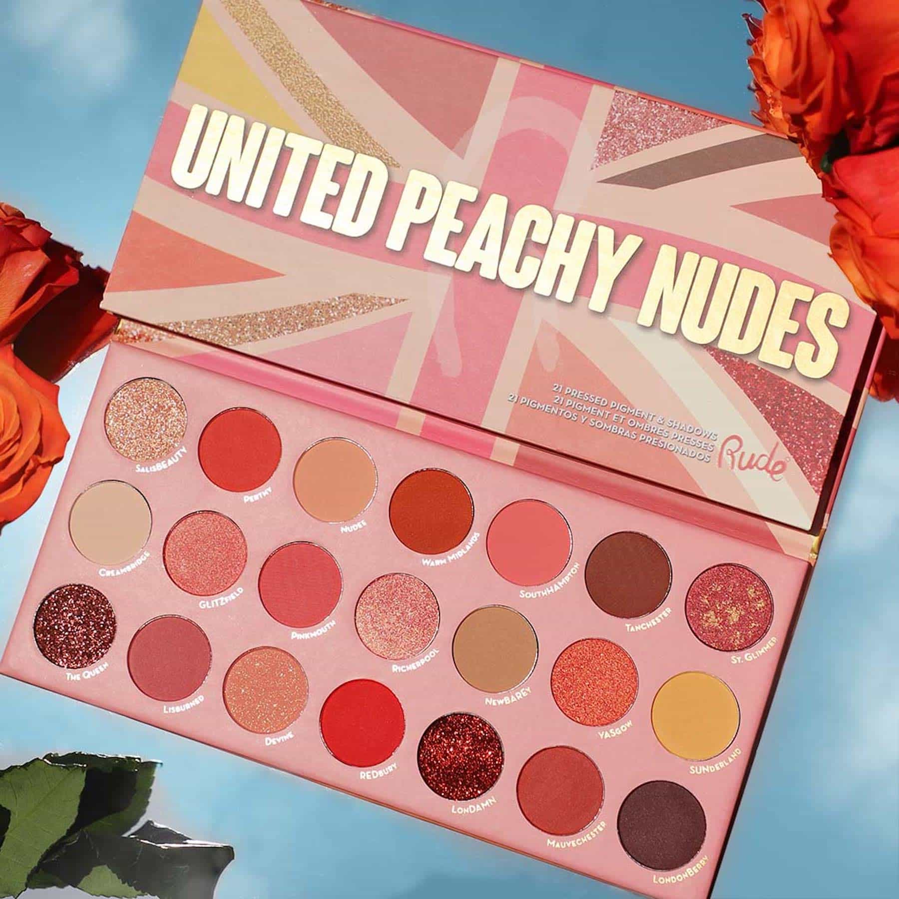 Rude Rude United Peachy Nudes  Pressed Pigment & Shadows Palette - 21 shades - Image 2