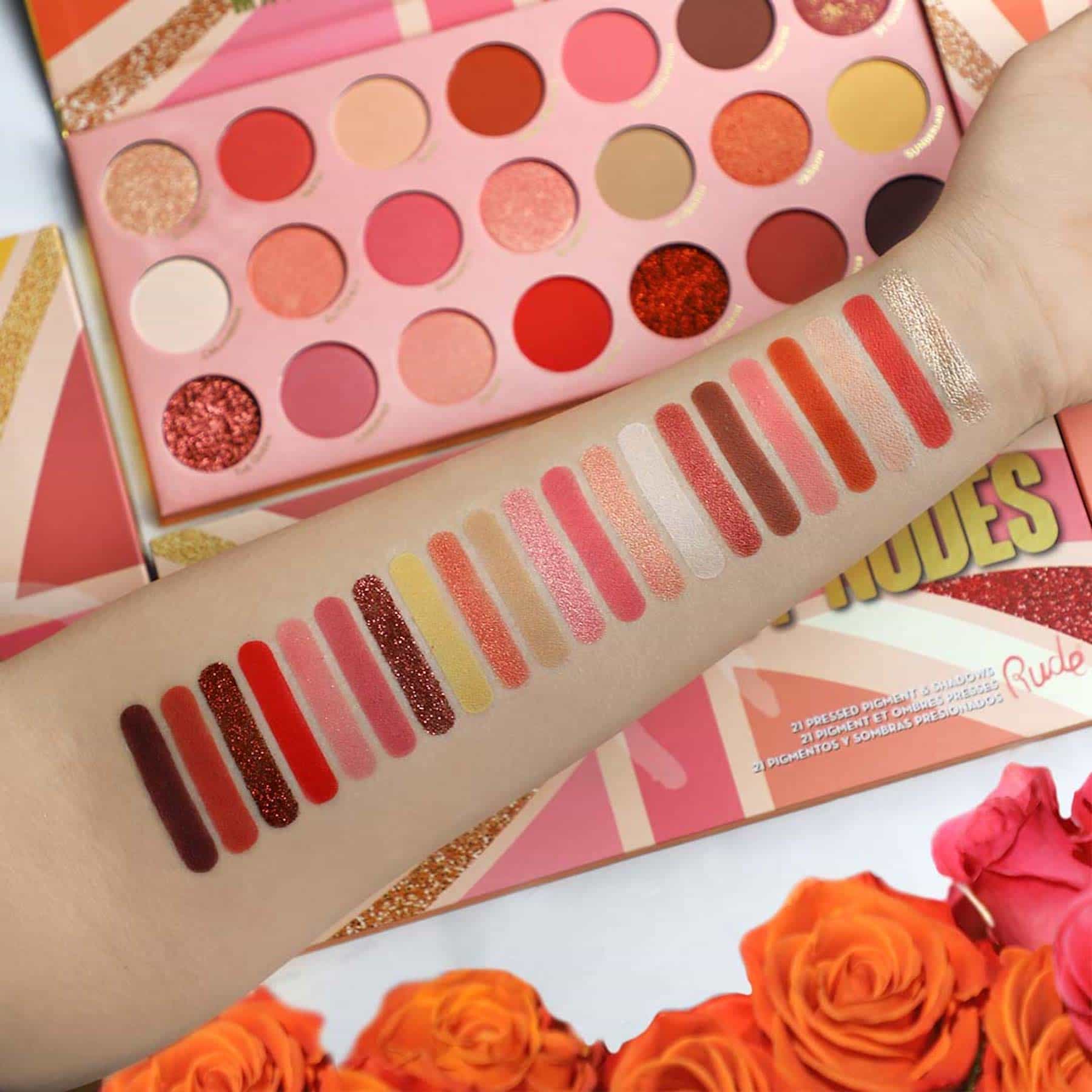 Rude Rude United Peachy Nudes  Pressed Pigment & Shadows Palette - 21 shades - Image 3