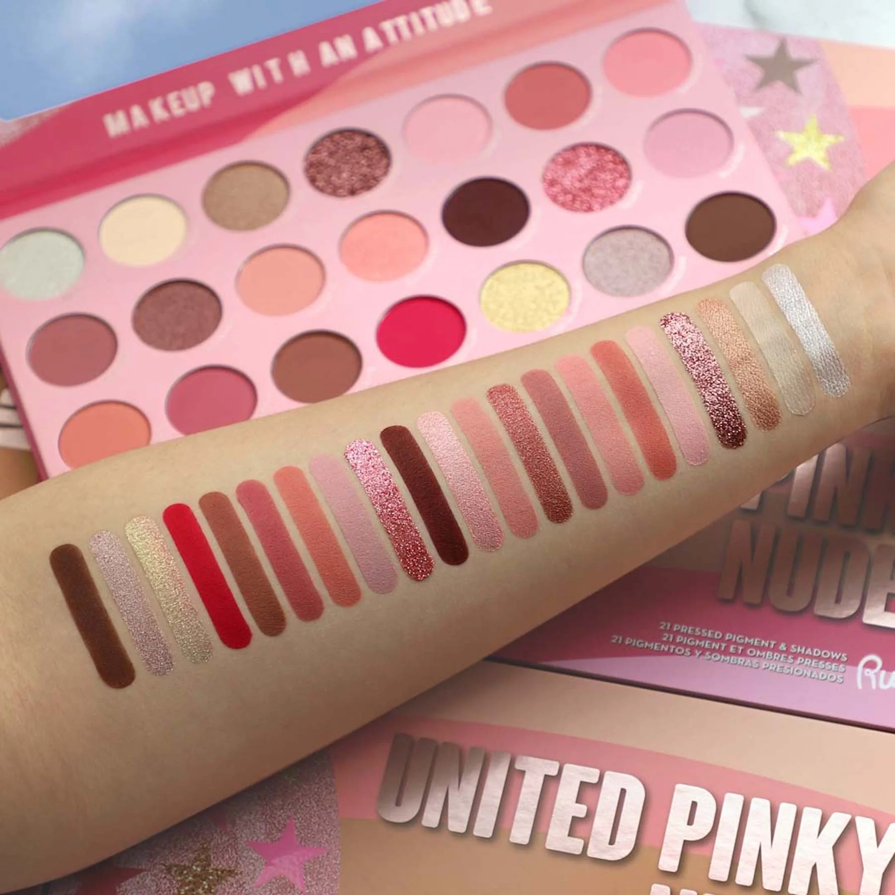Rude Rude United Pinky Nudes  Pressed Pigment & Shadows Palette - 21 shades - Image 3