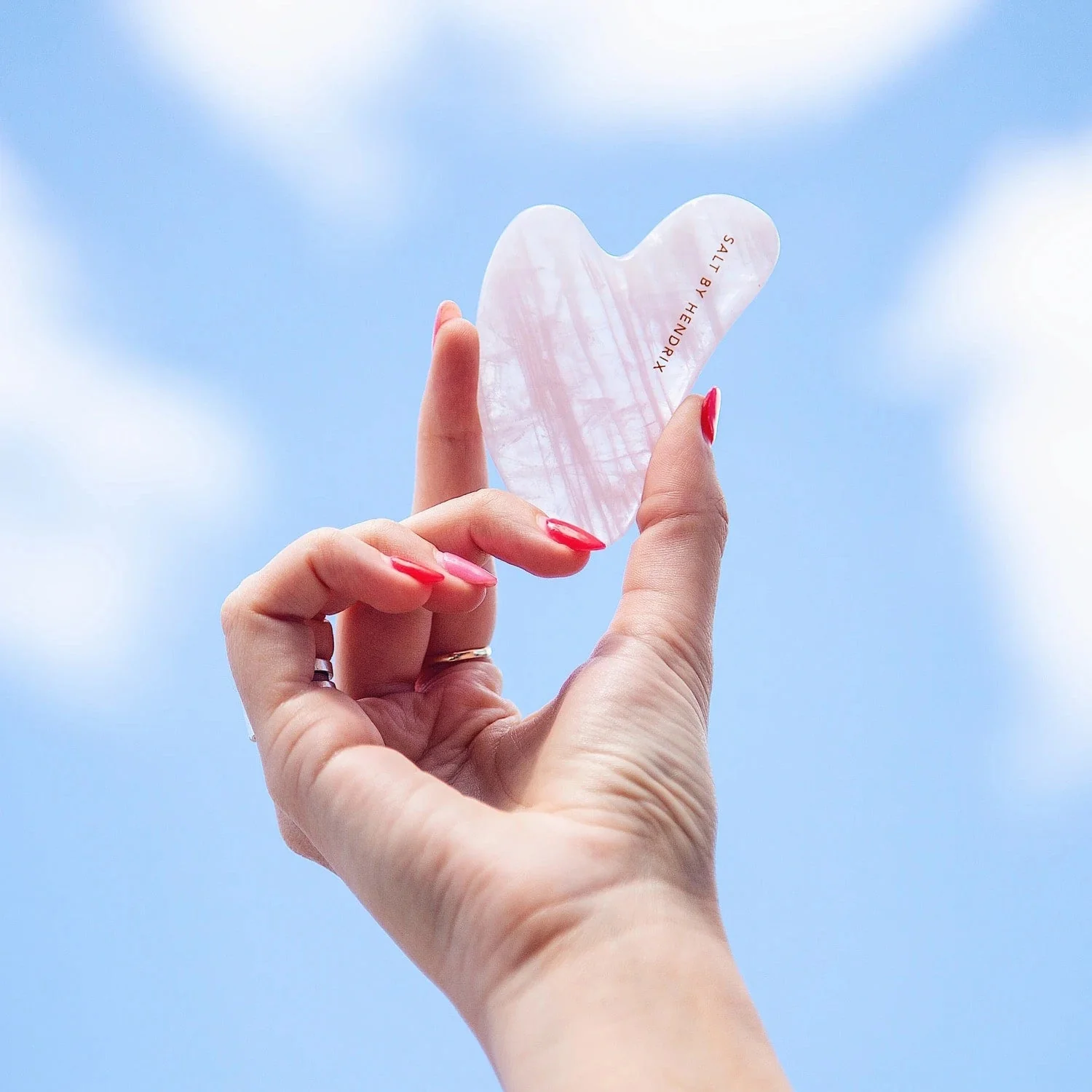Salt by Hendrix Rising Sun Gua Sha Face Sculpting Tool Rose Quartz 1pc - Image 5
