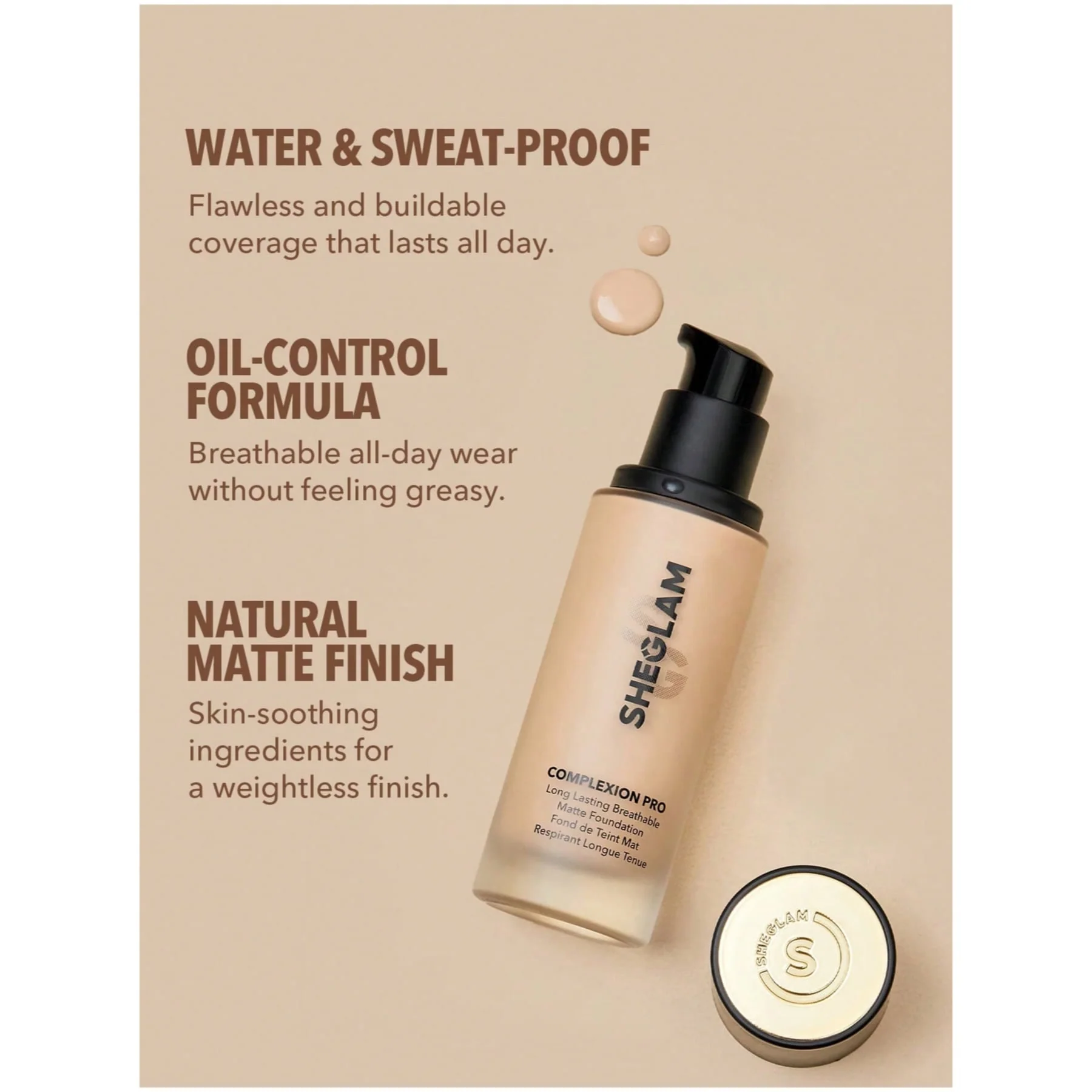 Sheglam Complexion Pro Long Lasting Breathable Matte Foundation - Image 5