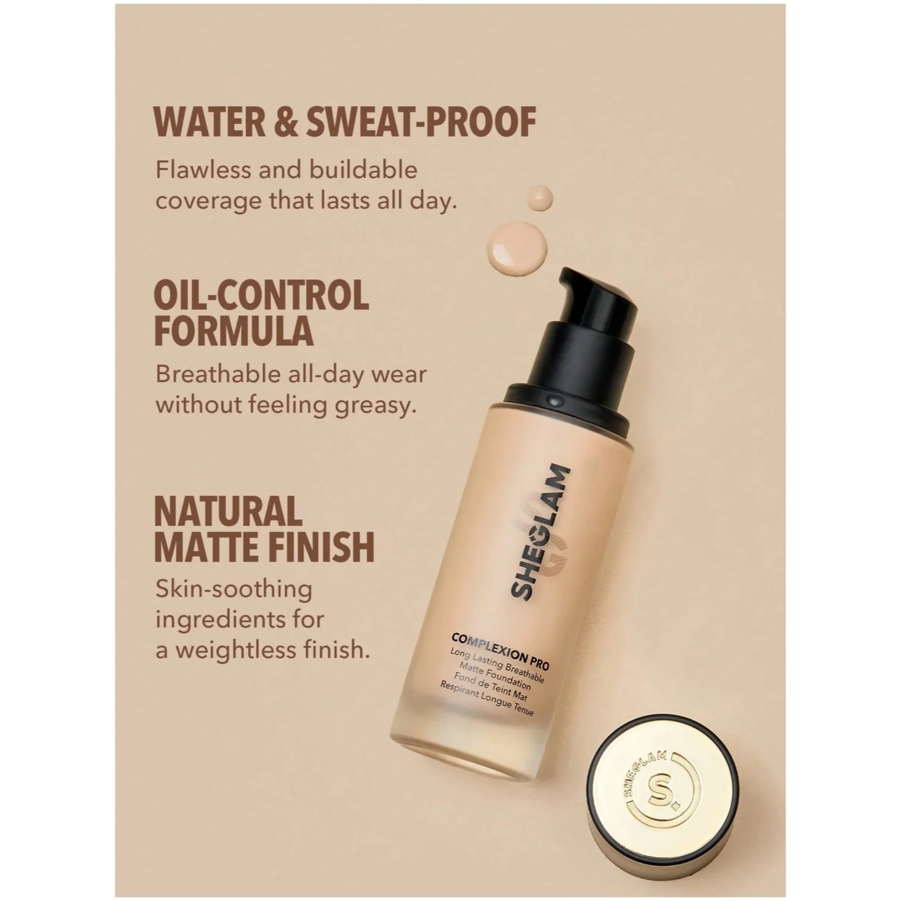 Sheglam Complexion Pro Long Lasting Breathable Matte Liquid Foundation - Image 5