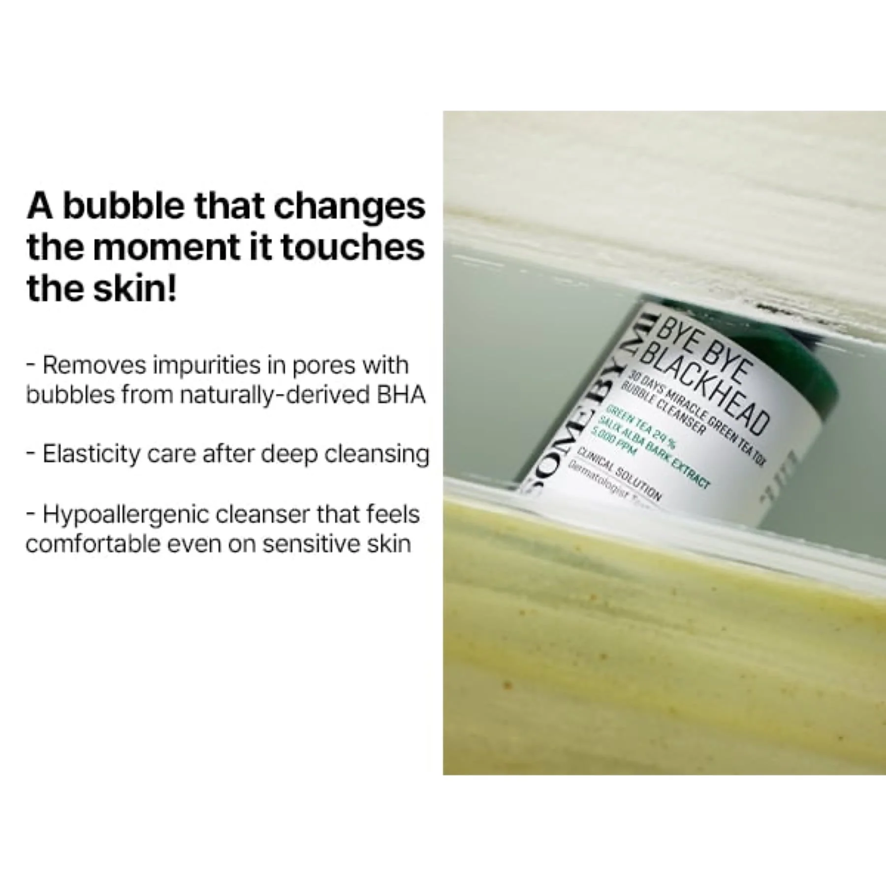 Some By Mi Bye Bye Blackhead 30 Days Miracle Exfoliating Bubble Foam Cleanser Green Tea Tox 120g - Image 4