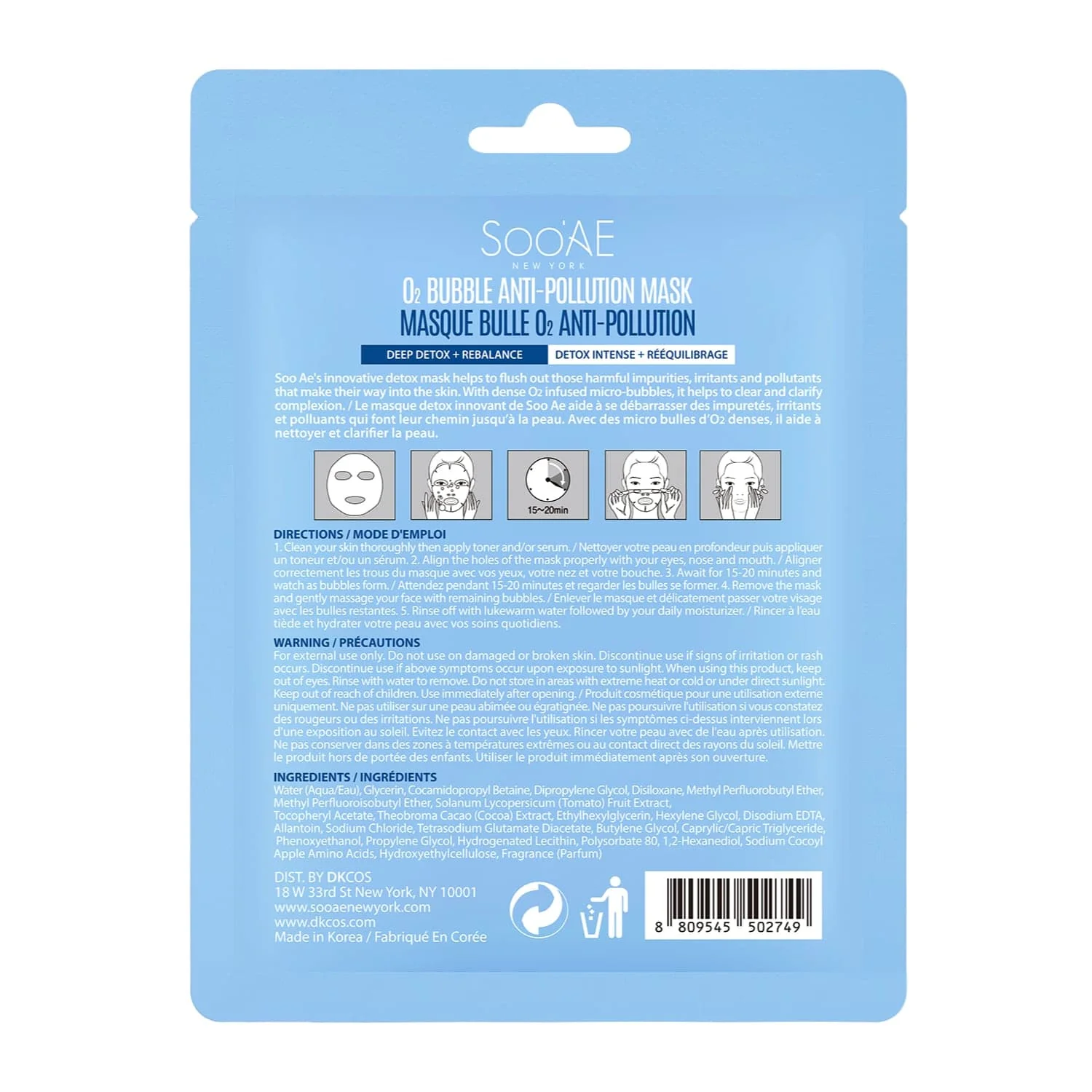 Soo'Ae O2 Bubble Anti-Pollution Rebalancing Sheet Mask - Image 2