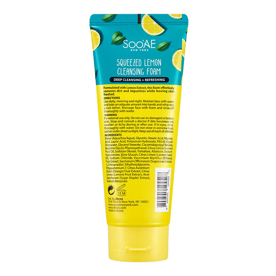 Soo'AE Squeezed Lemon Cleansing Foam 150ml - Image 2