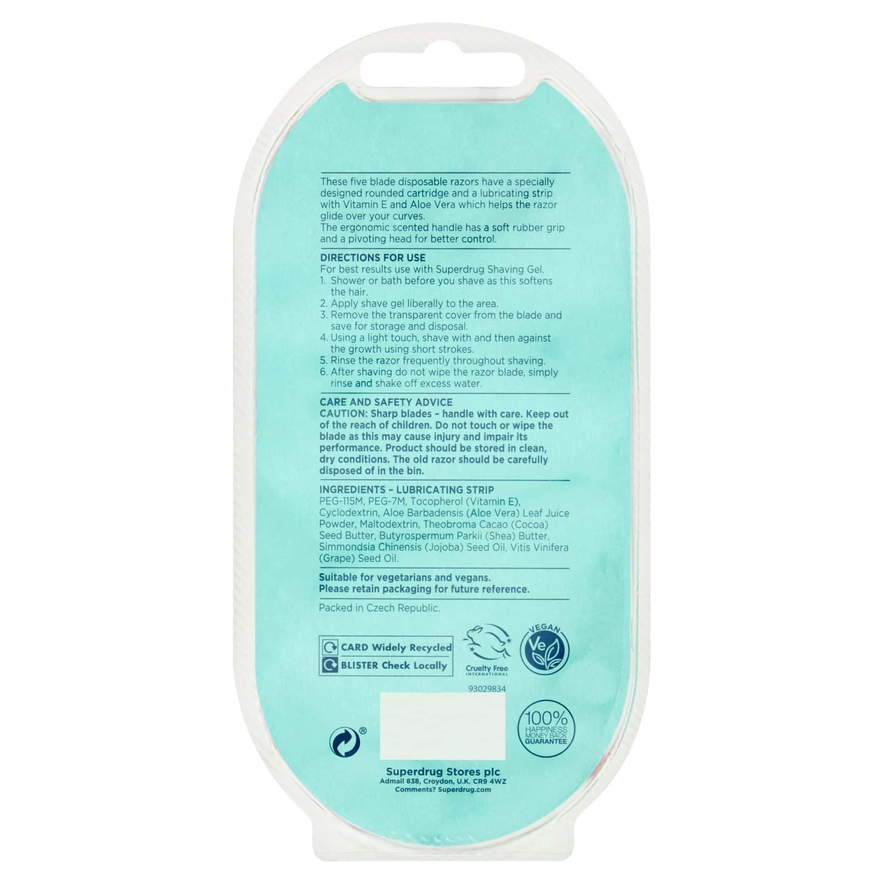 Superdrug 5 Blade Women's Disposable Razor Aloe Vera 3pcs - Image 3