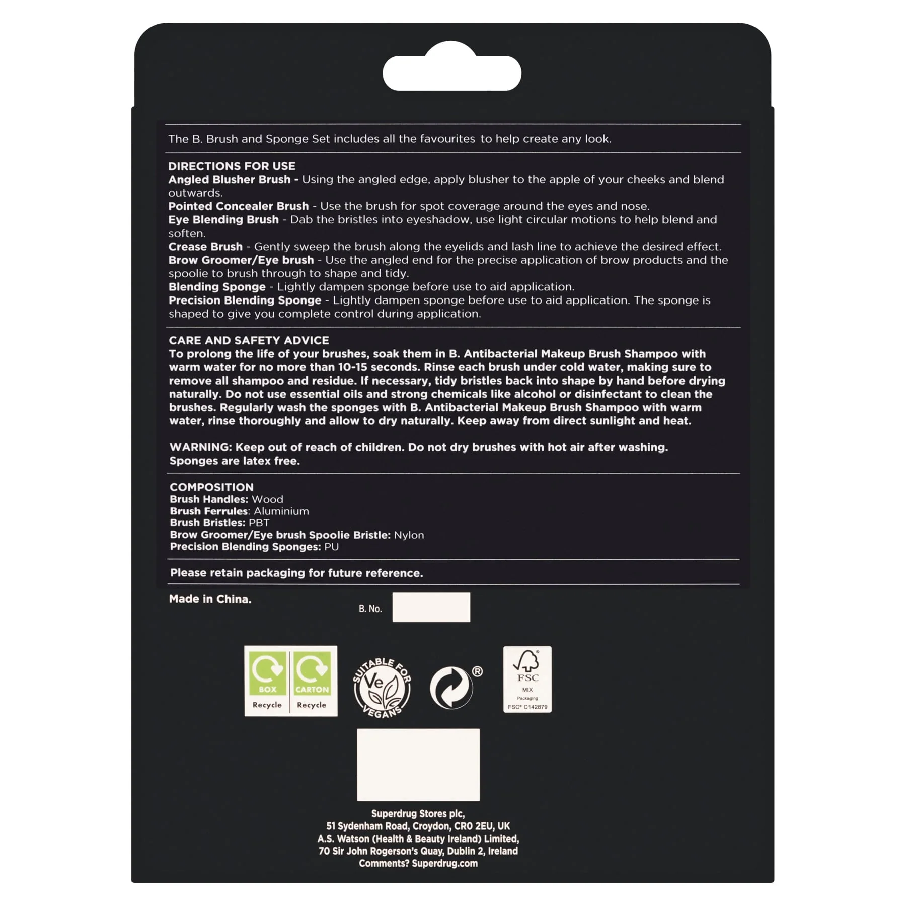Superdrug B. 7pc Brush & Sponge Set - Image 2