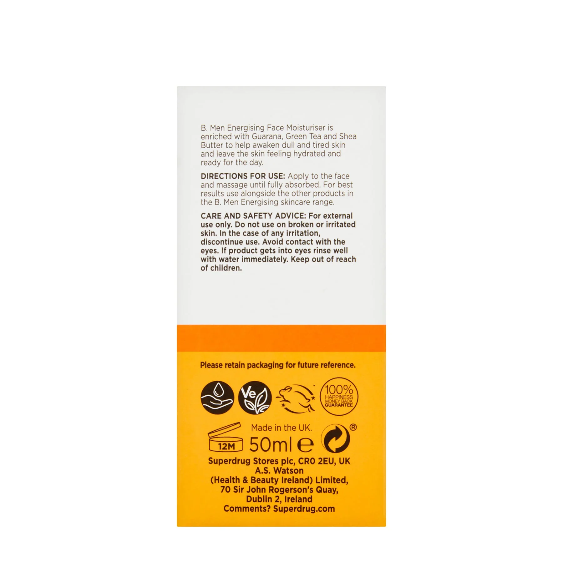Superdrug B. Men Energising Face Moisturiser 50ml - Image 3