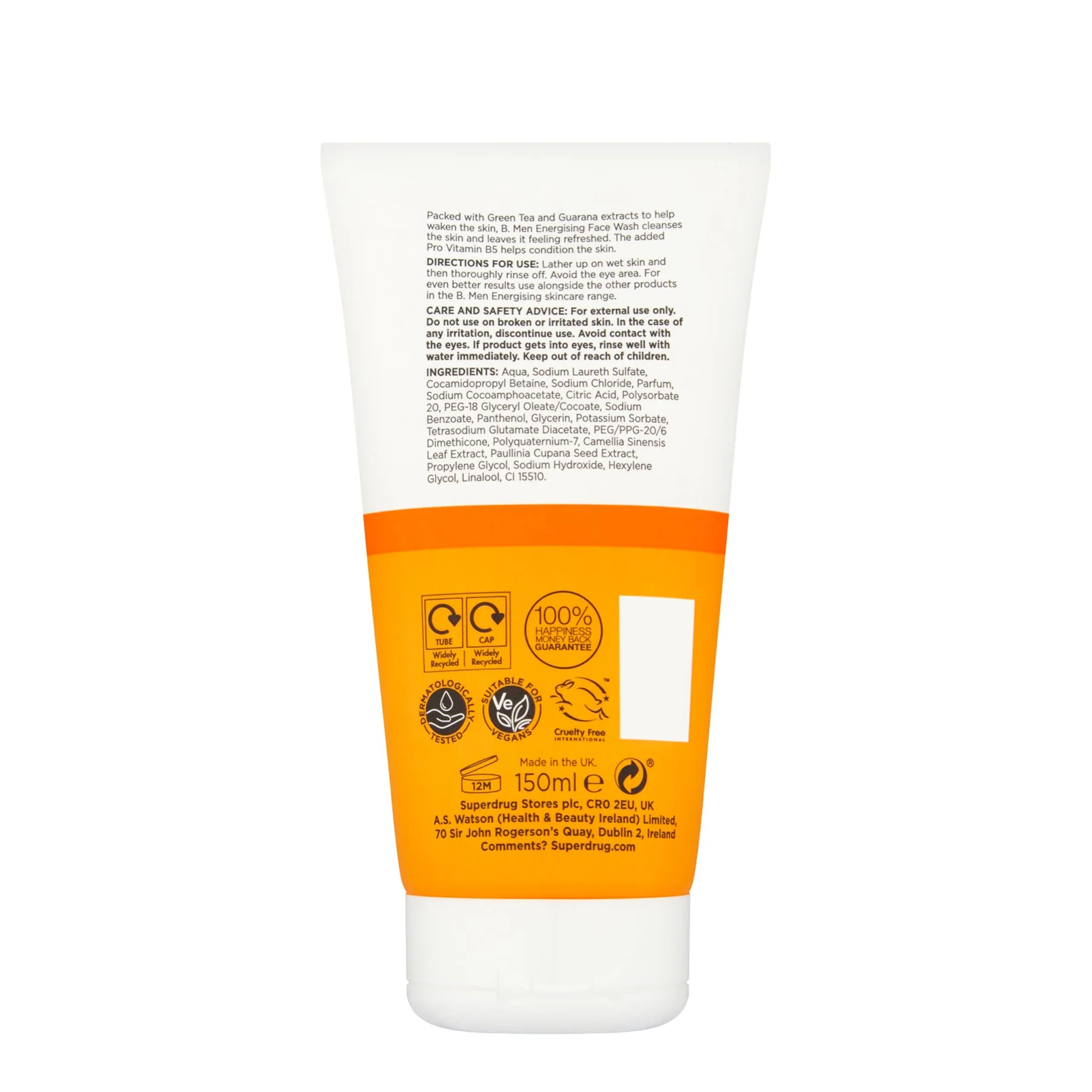 Superdrug B. Men Energising Face Wash 150ml - Image 2