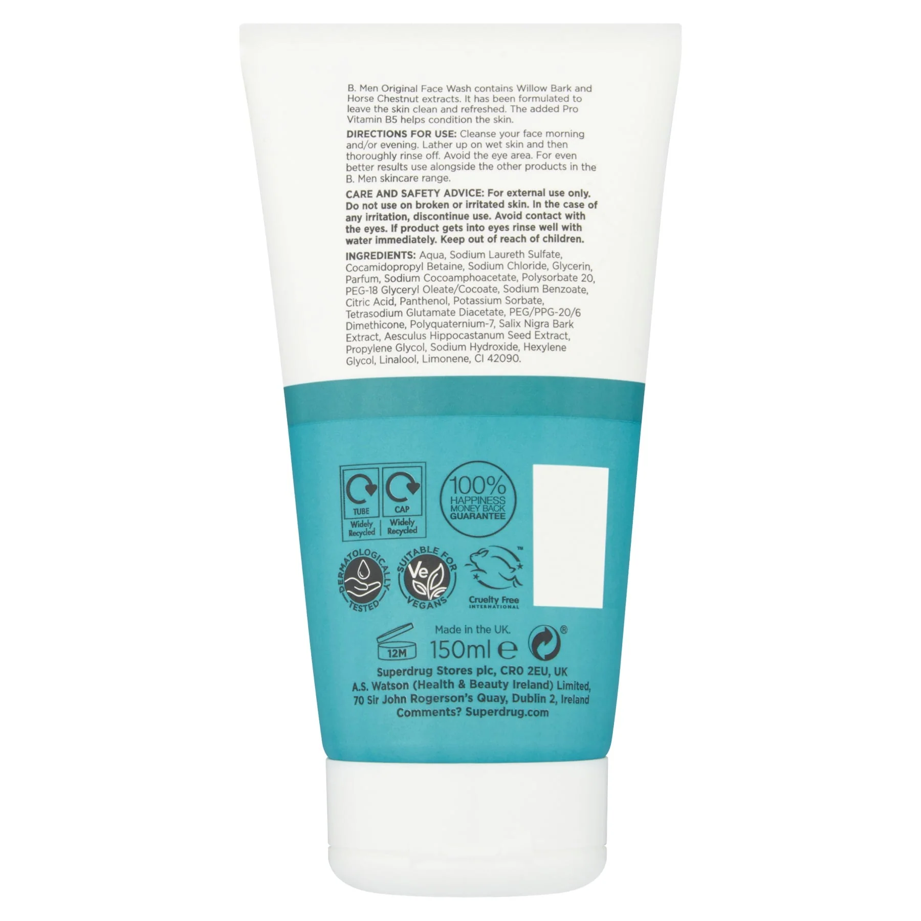 Superdrug B. Men Original Face Wash 150ml - Image 2