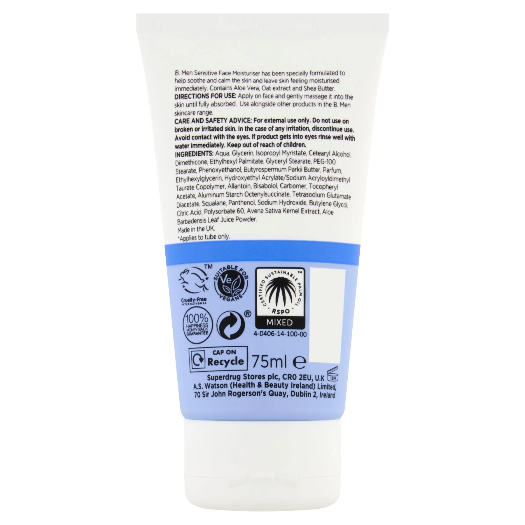 Superdrug B Men Sens Face Moisturiser 75ml - Image 2