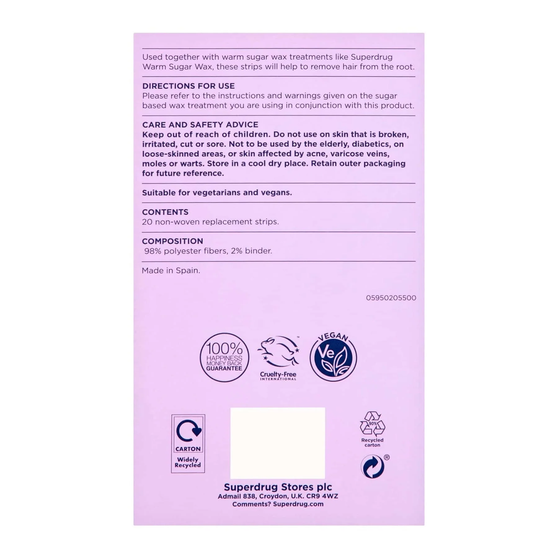 Superdrug Legs & Body Wax Strips 20pcs - Image 3