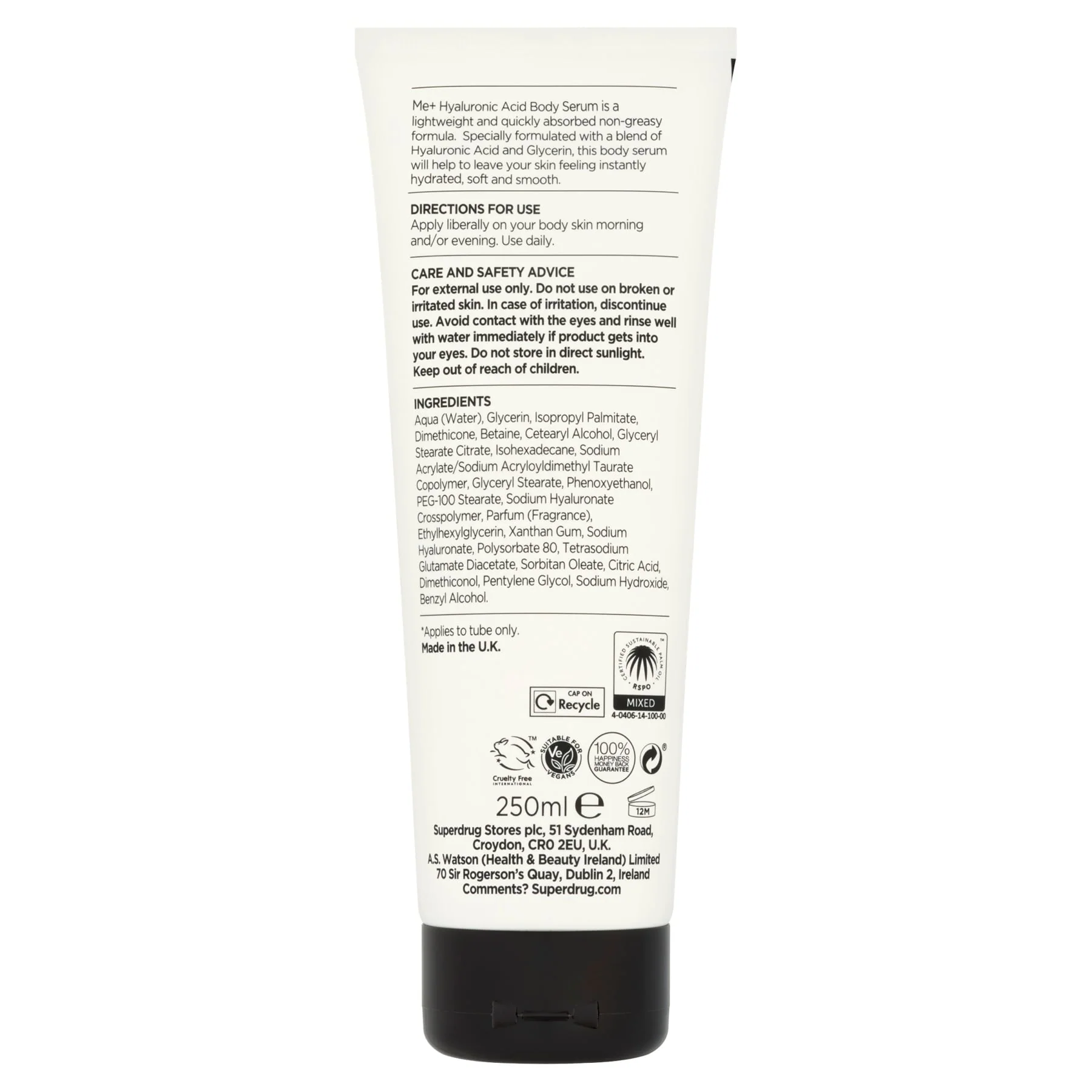 Superdrug Me+ Hyaluronic Acid Body Gel Cream 2 - Image 2