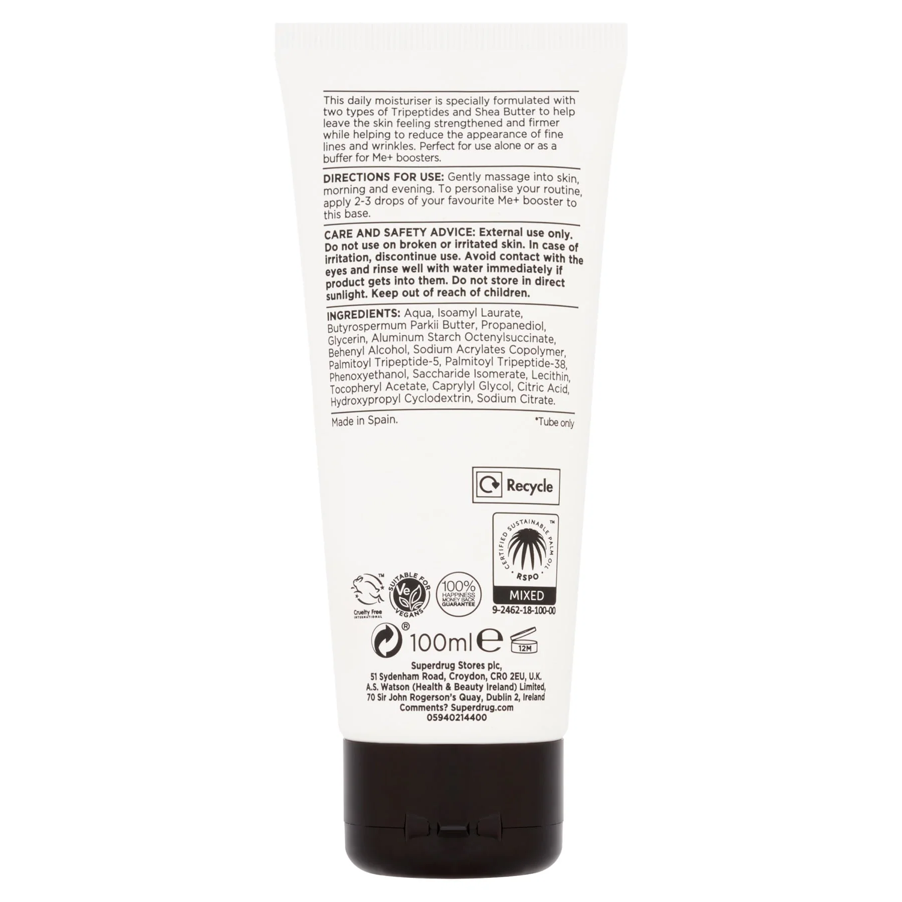 Superdrug Me+ Peptide Moisturiser 100ml - Image 2