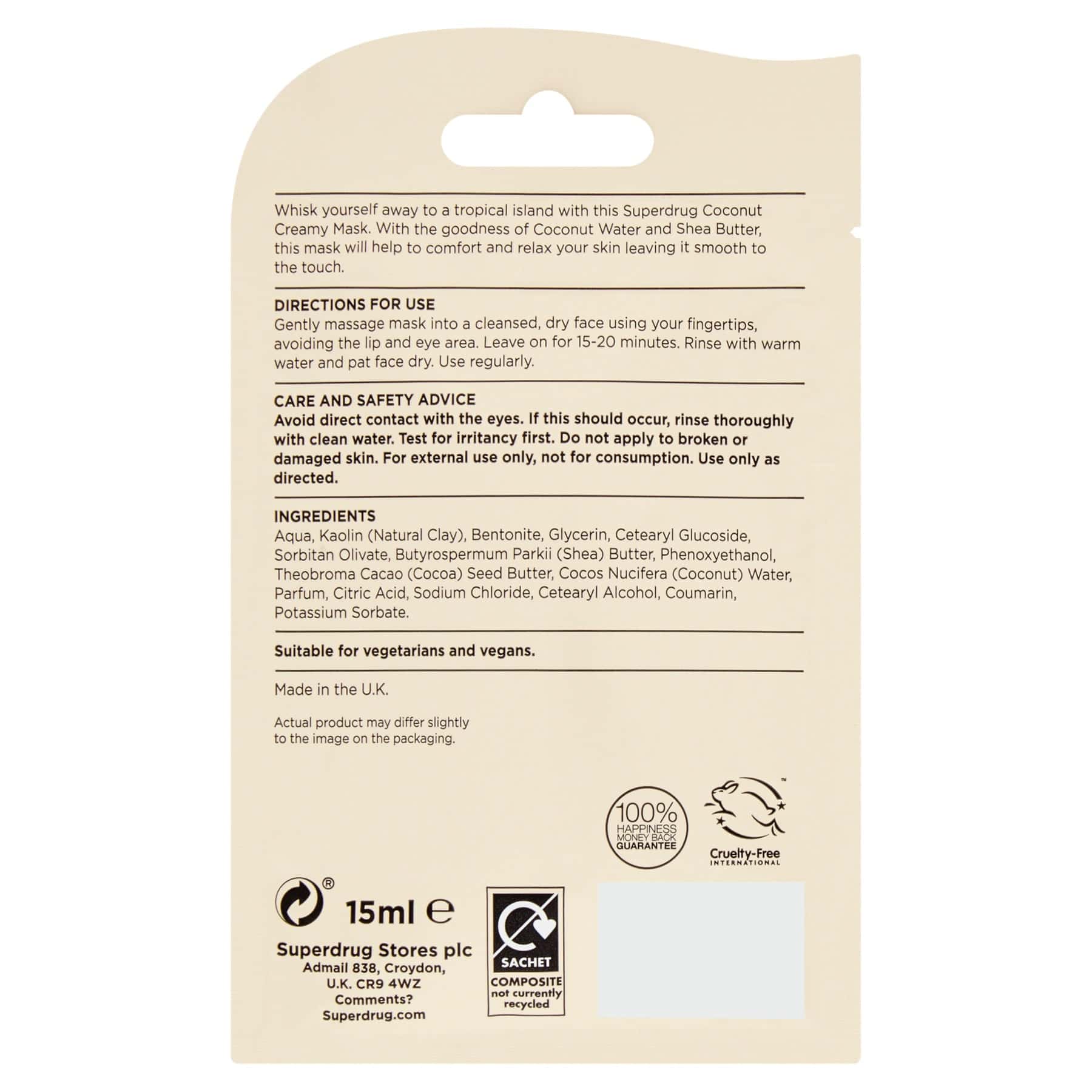 Superdrug Skin Rescue Creamy Delight Clay Mask Coconut & Shea Butter 15ml - Image 2
