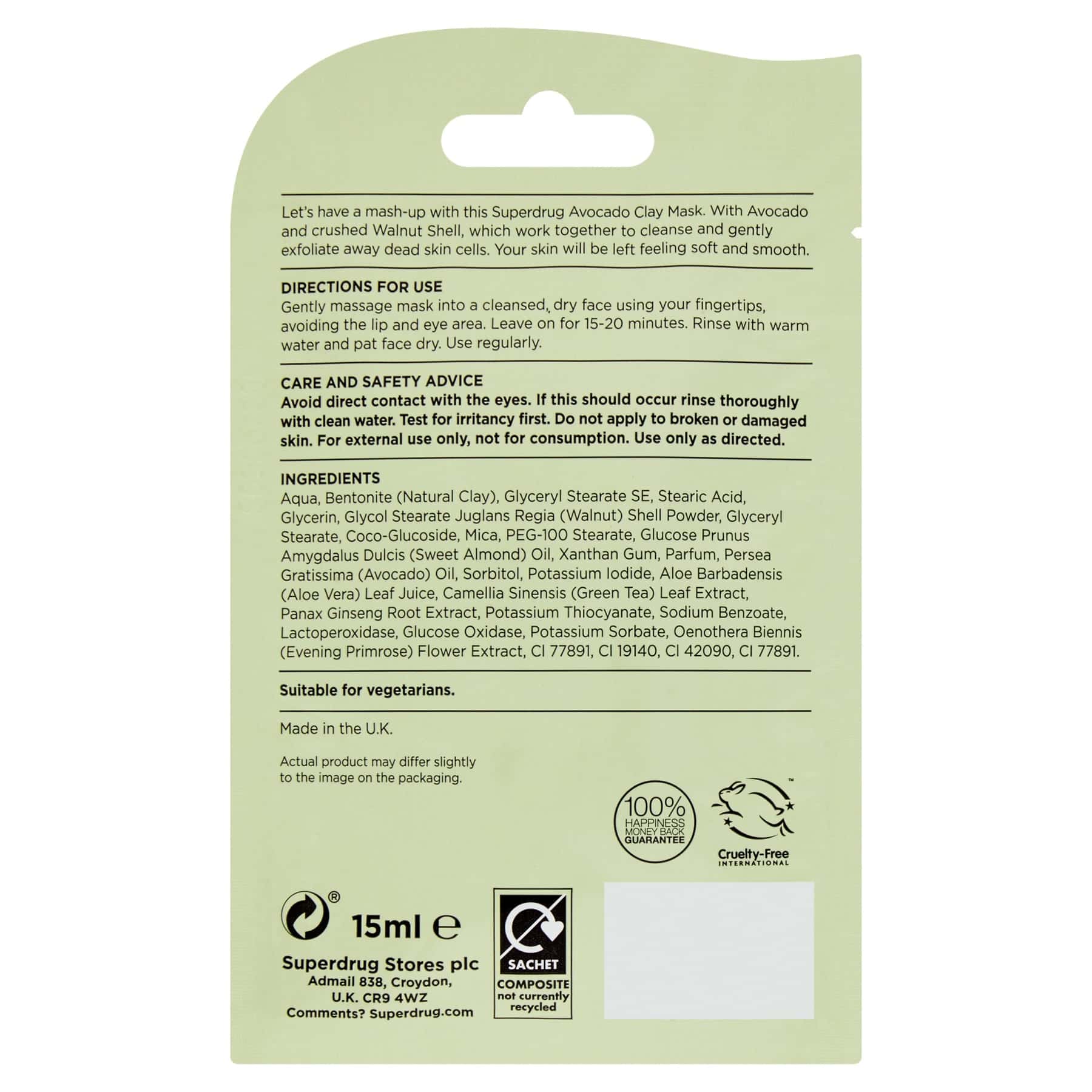 Superdrug Skin Rescue Purifying Clay Mud Mask Avocado 15ml - Image 2