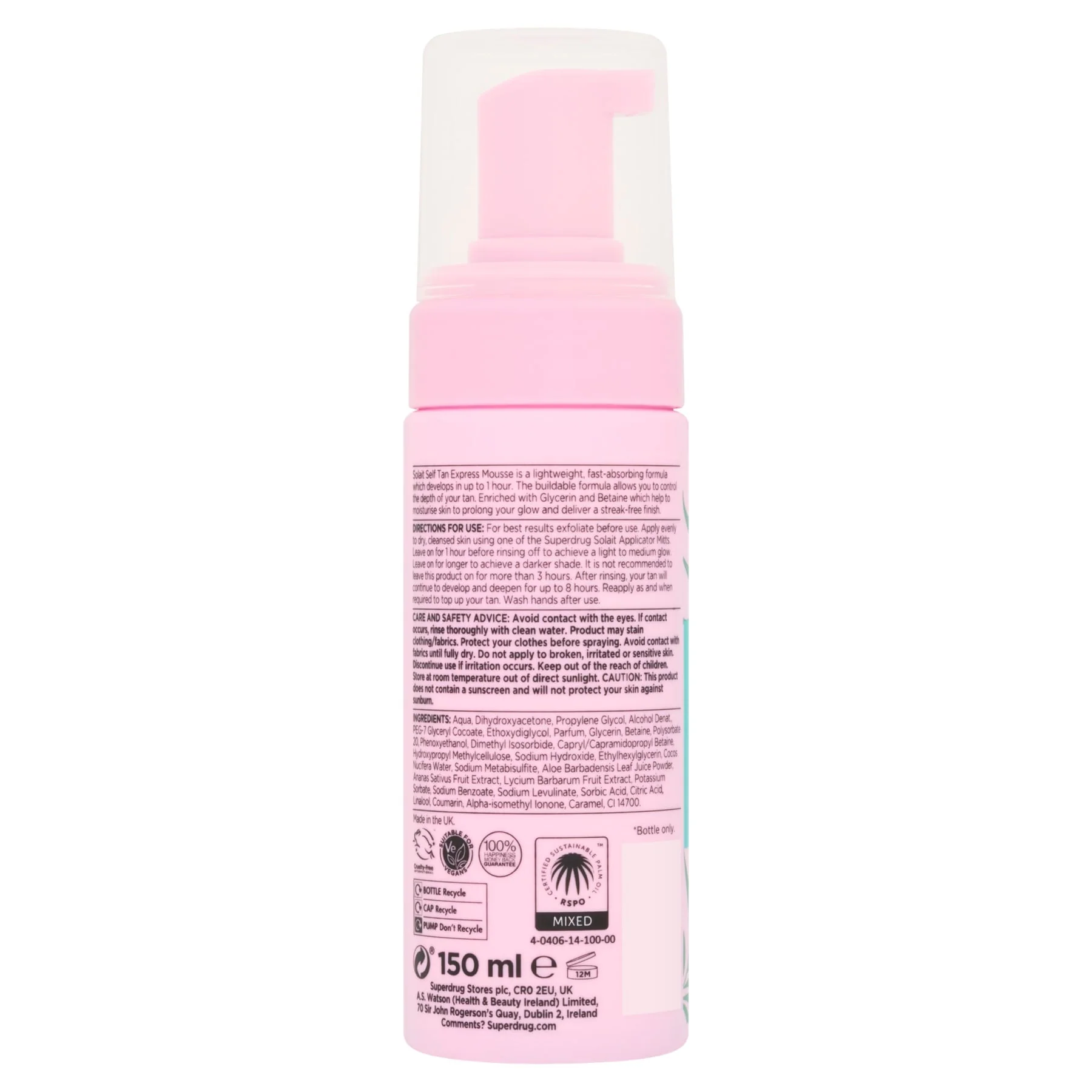 Superdrug Solait Self Tan Express Mousse Mediu - Image 2