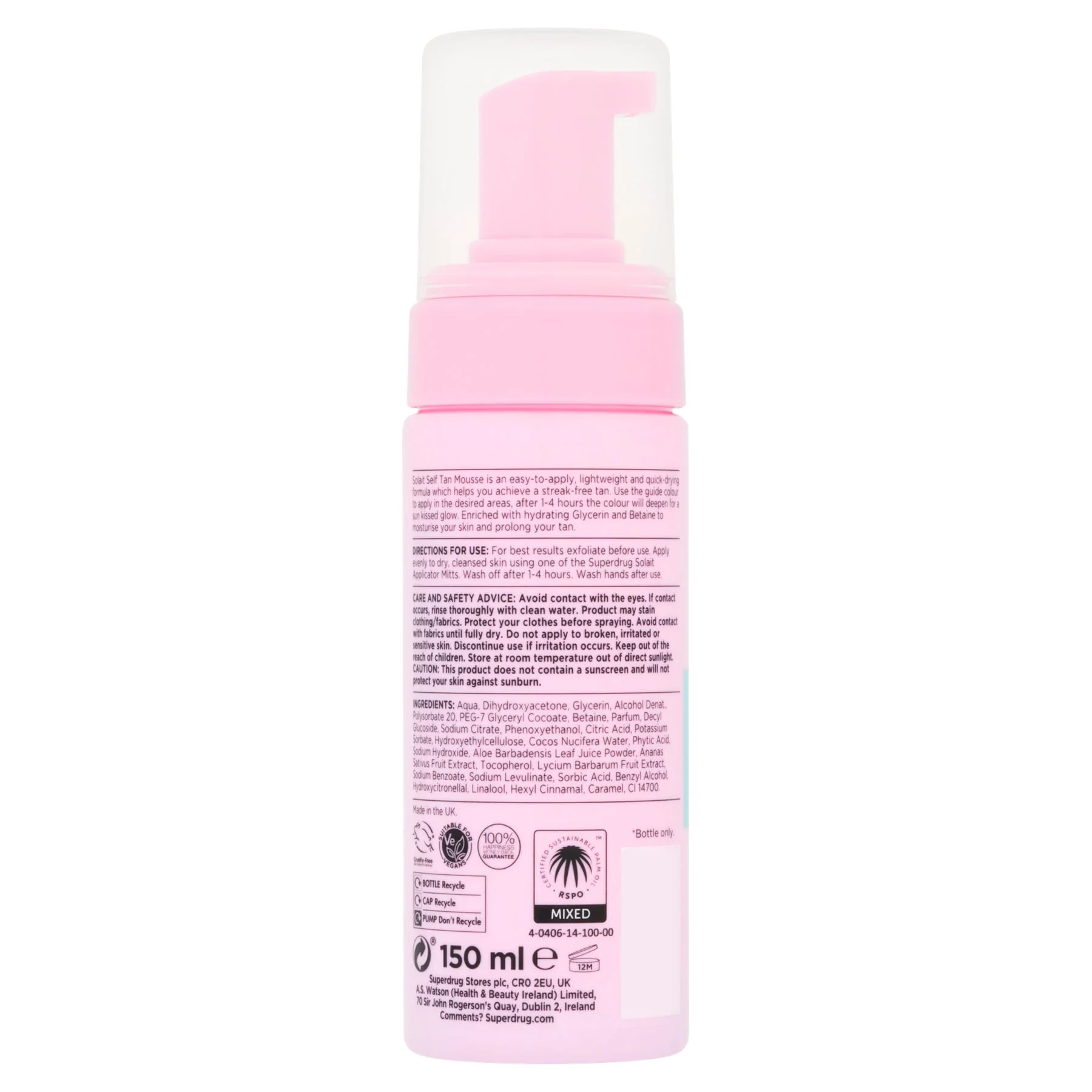 Superdrug Solait Self Tan Mousse Dark 150ml - Image 2