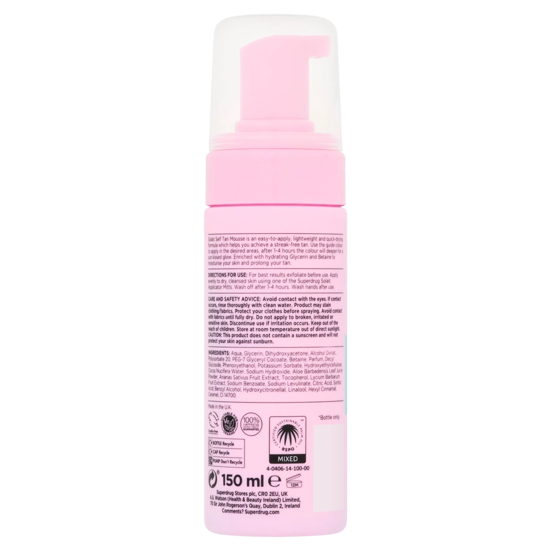 Superdrug Solait Self Tan Mousse Medium 150ml - Image 2