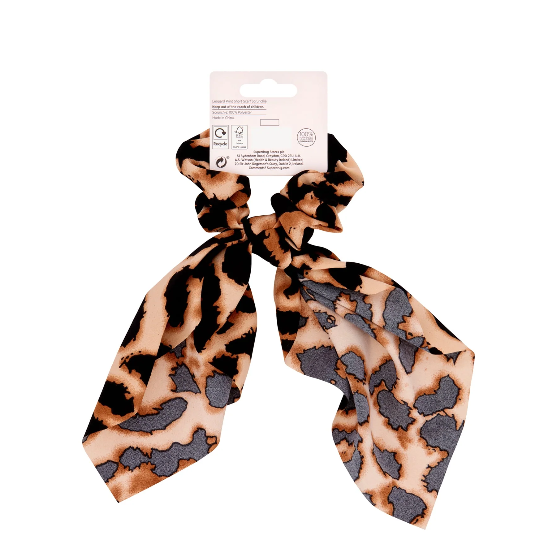 Superdrug Studio London Leopard Print Short Scarf Scrunchie - Image 2