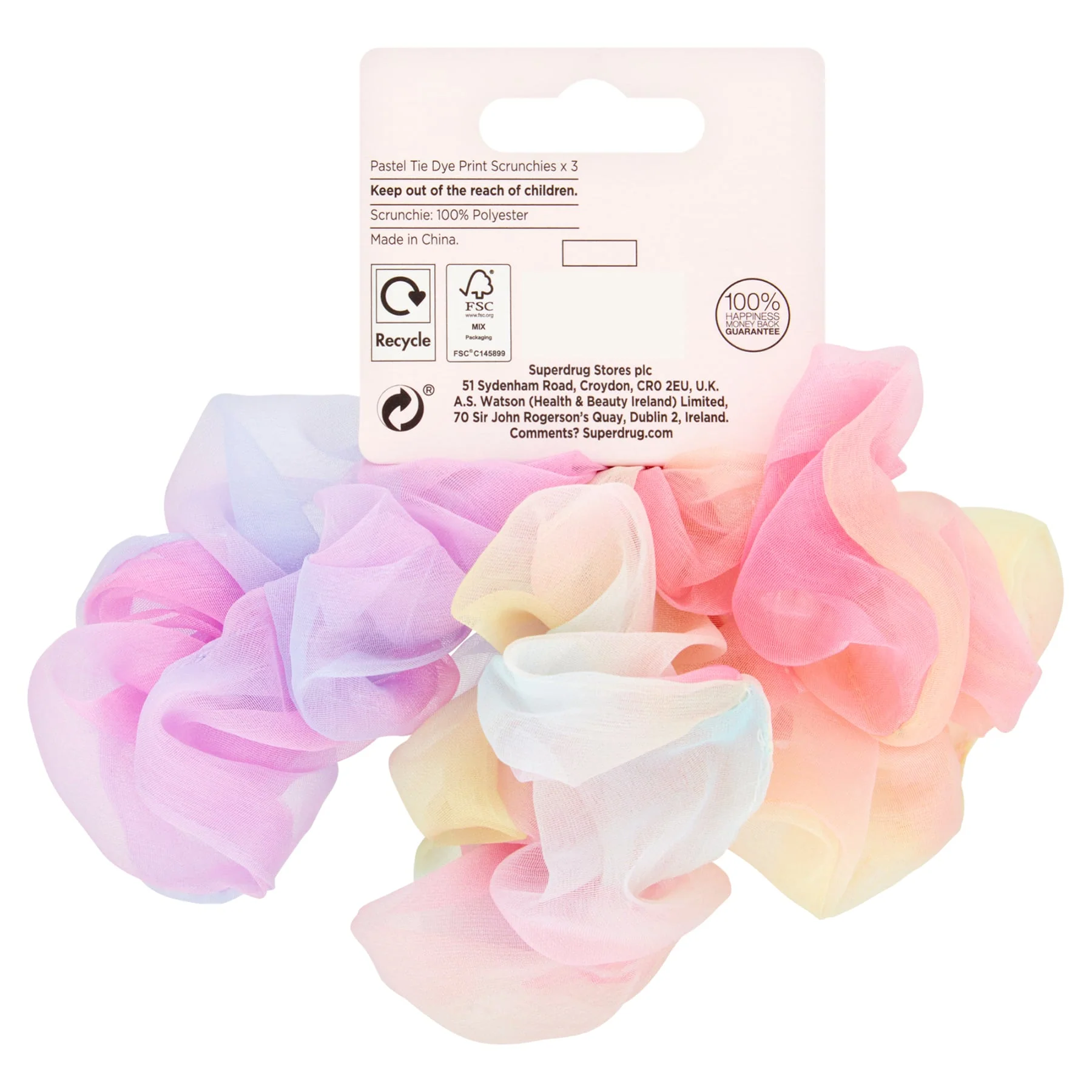 Superdrug Studio London Pastel Tie Dye Scrunchies 3pcs - Image 2
