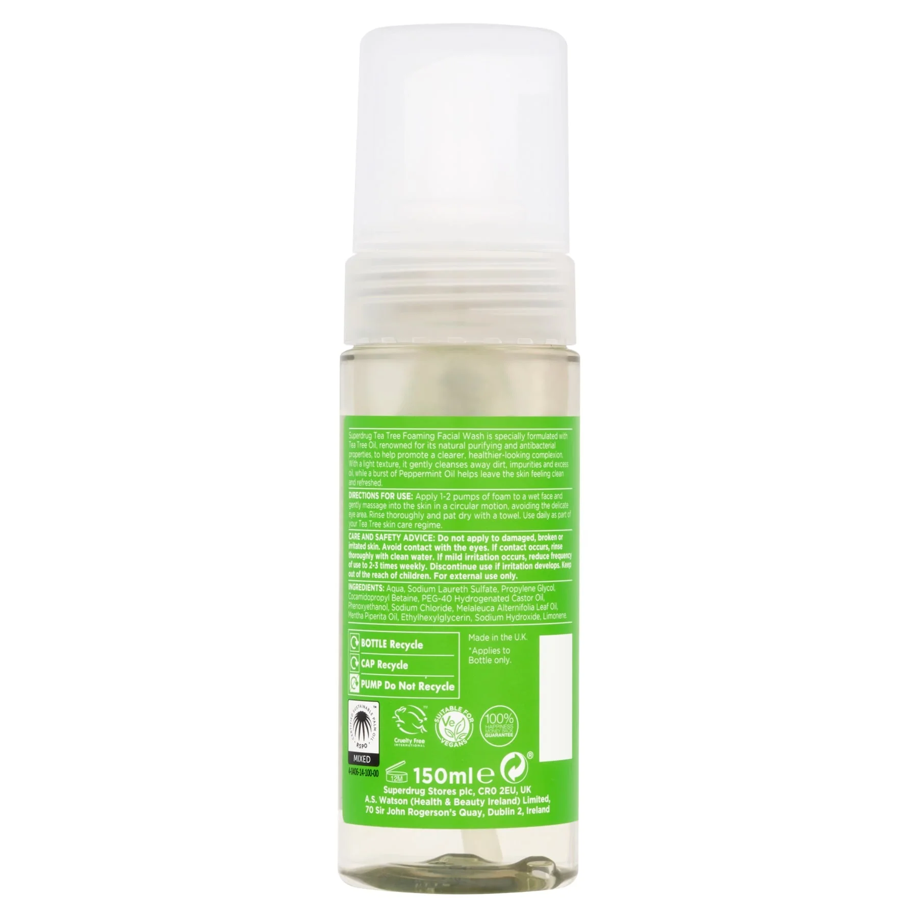 Superdrug Tea Tree Foaming Face Wash 150ml - Image 2