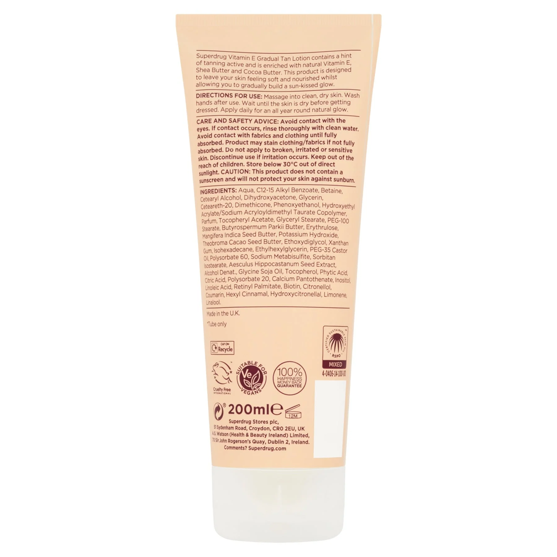 Superdrug Vitamin E Grad Tan Medium 200ml. - Image 2