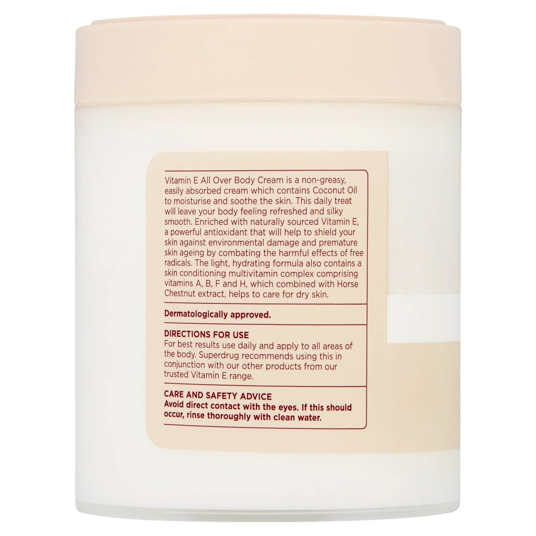 Superdrug Vitamin E Hydrating All Over Body Cream Moisturiser 475ml - Image 2