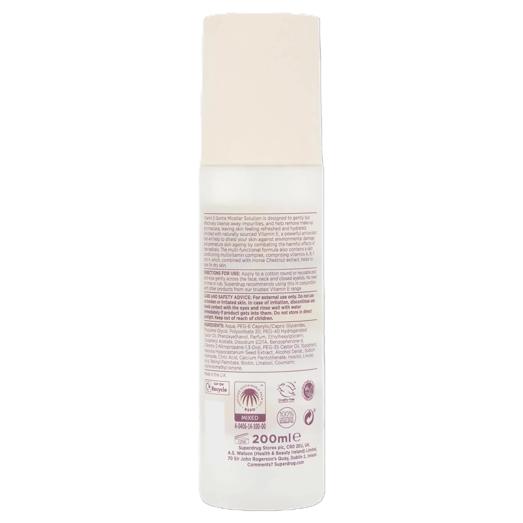 Superdrug Vitamin E Skin Care Gentle Micellar Solution 200ml - Image 2