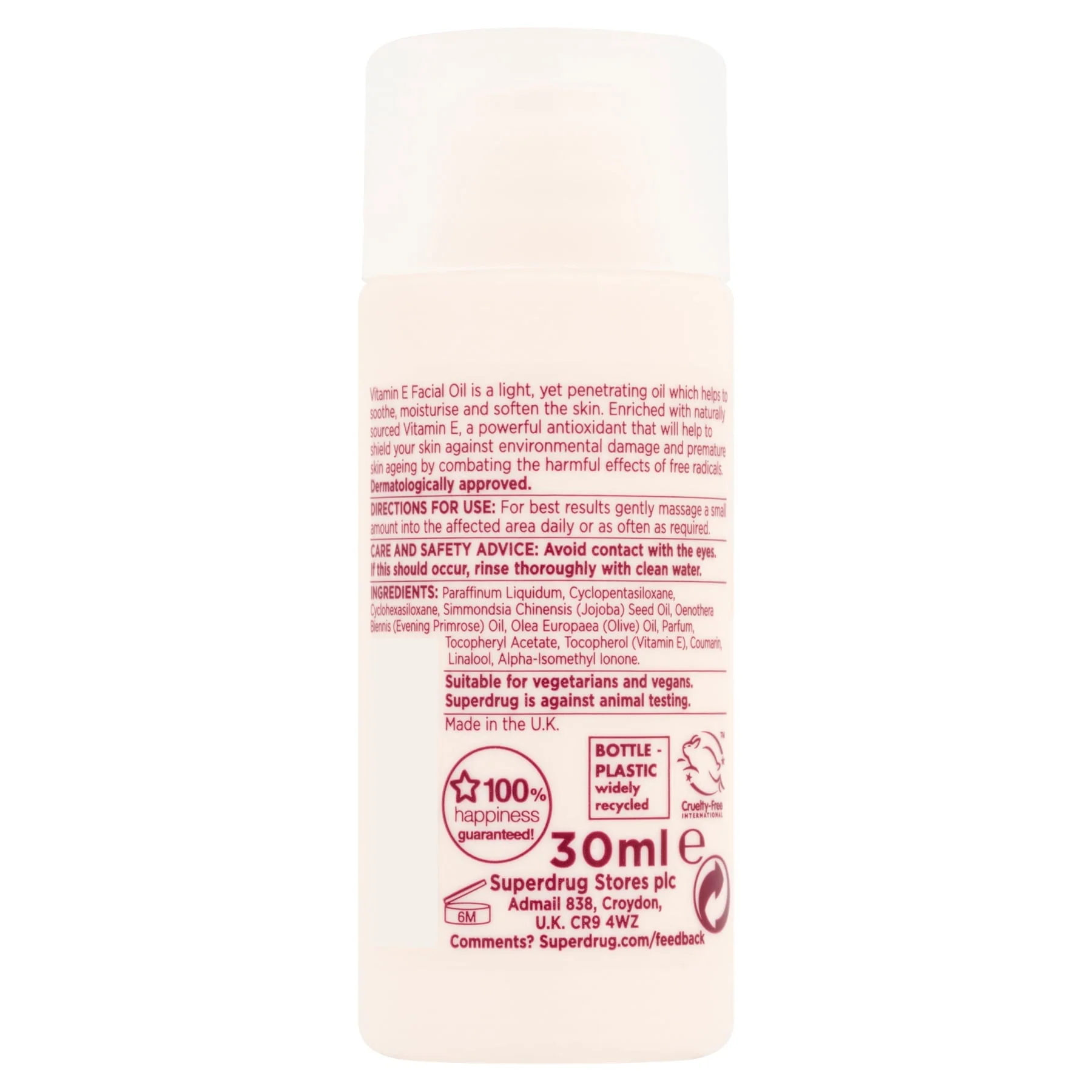 Superdrug Vitamin E Skin Oil 30ml. - Image 2