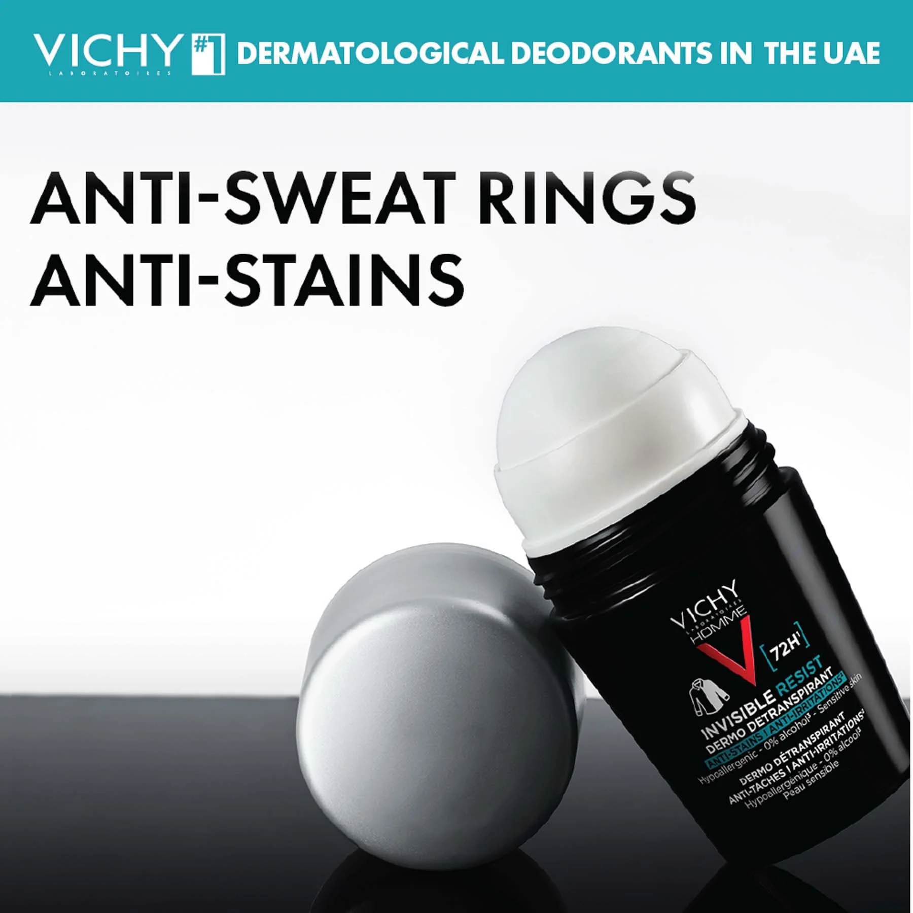 Vichy Homme Déodorant Invisible Resist Dermo-détranspirant 72h Roll-on 50 Ml - Image 3