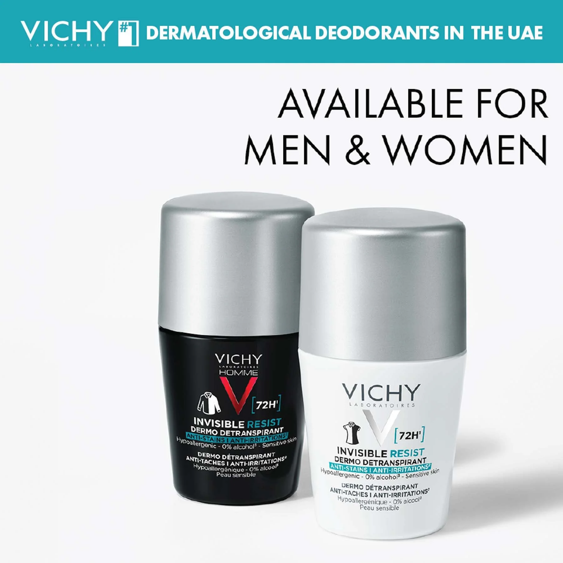 Vichy Homme Déodorant Invisible Resist Dermo-détranspirant 72h Roll-on 50 Ml - Image 5