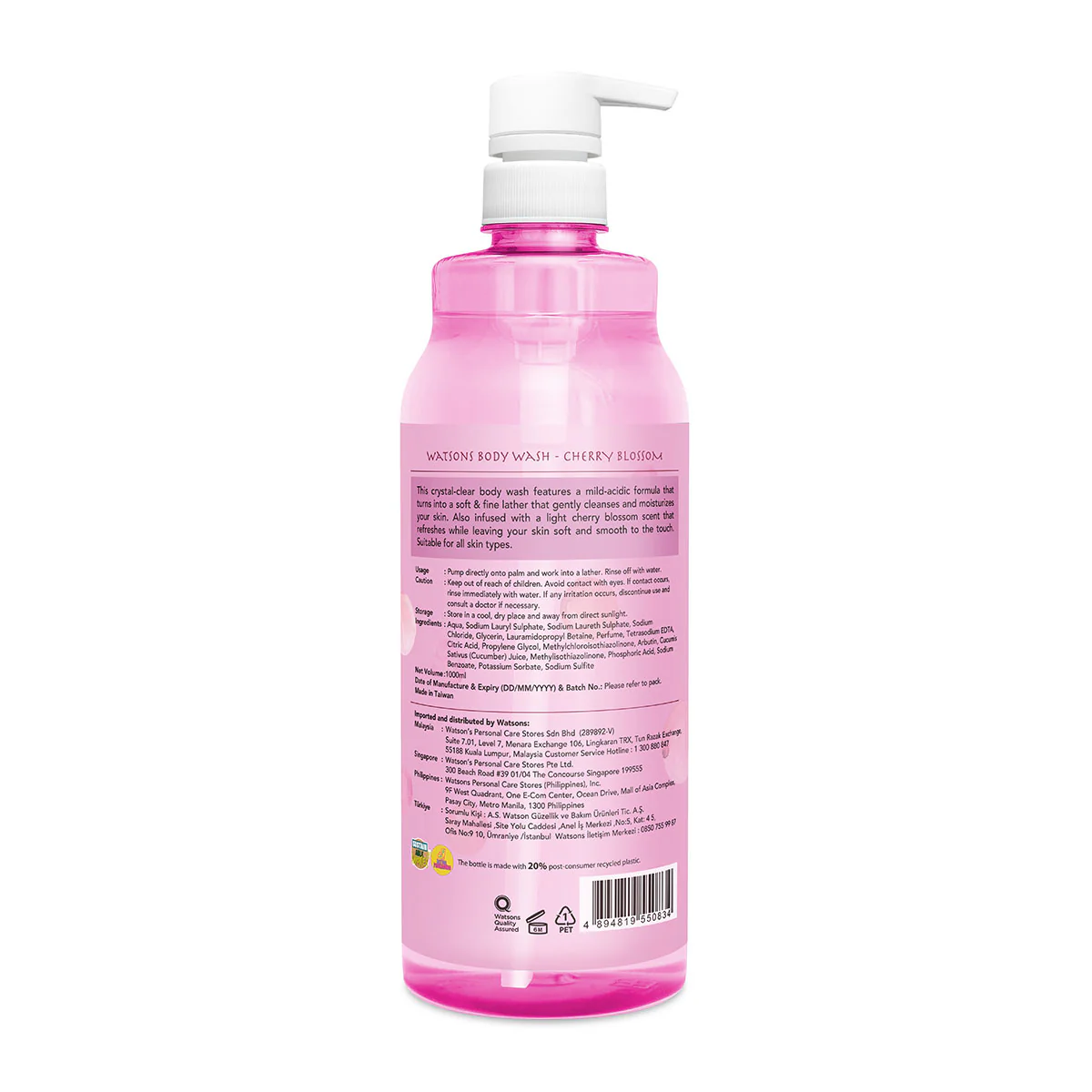 Watsons Cherry Blossom Body Wash 1000ml - Image 2