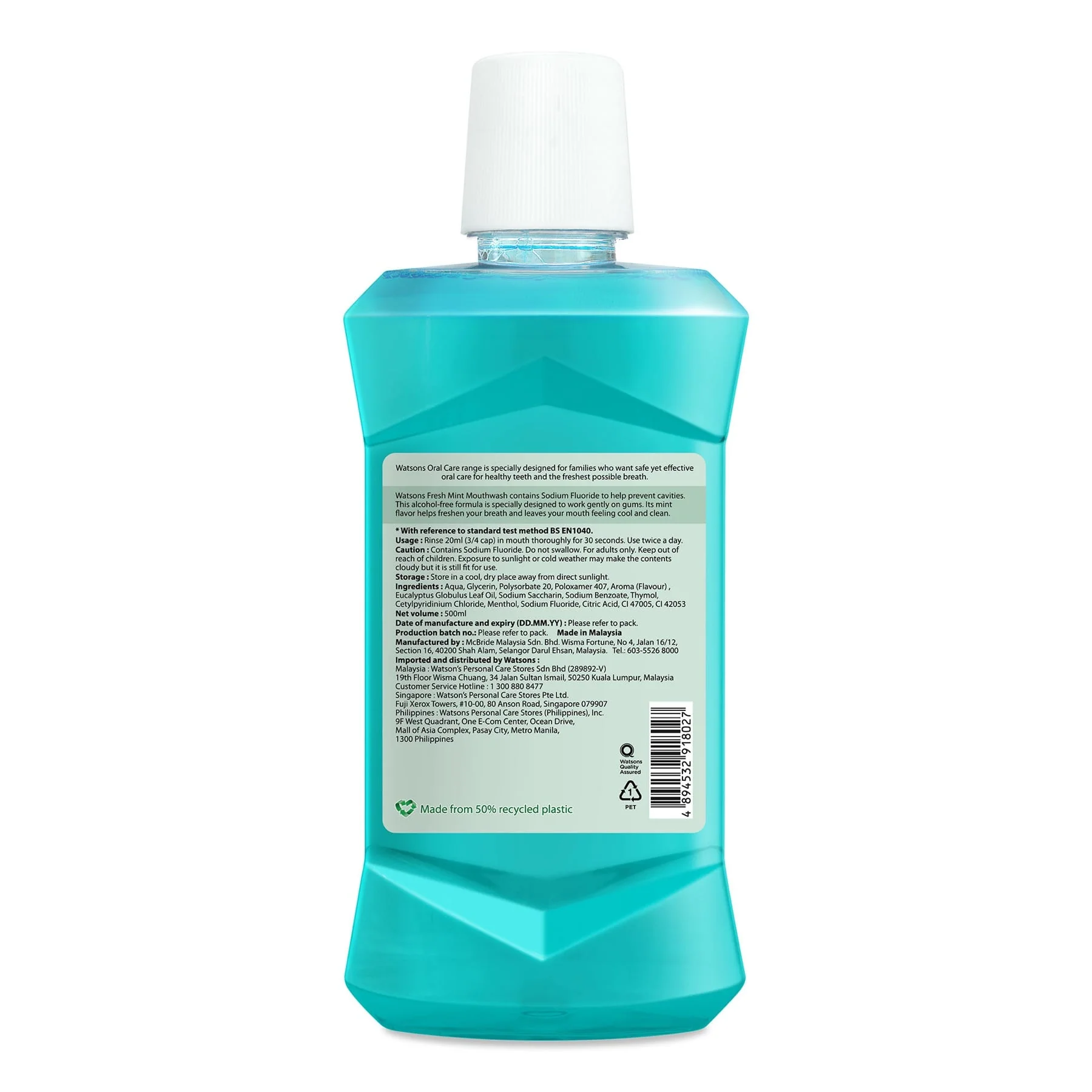 Watsons Cool Mint Mouthwash 500ml - Image 2