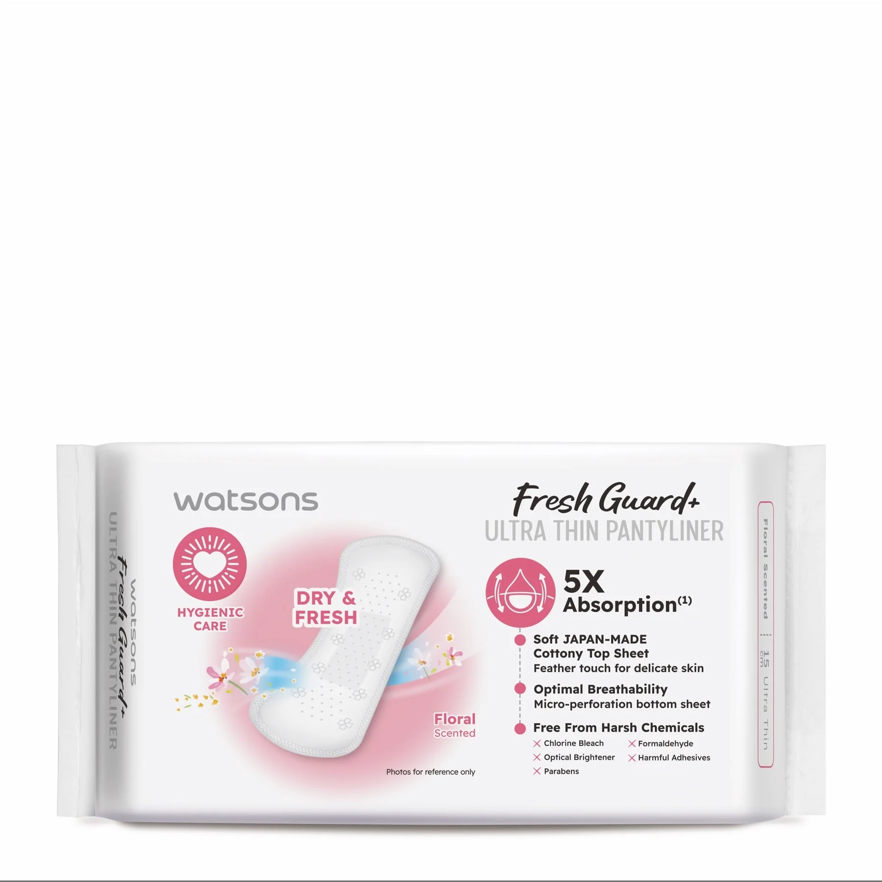 Watsons Fresh Guard+ Ultra Thin Pantyliner Floral Scented 15cm 40s - Image 2