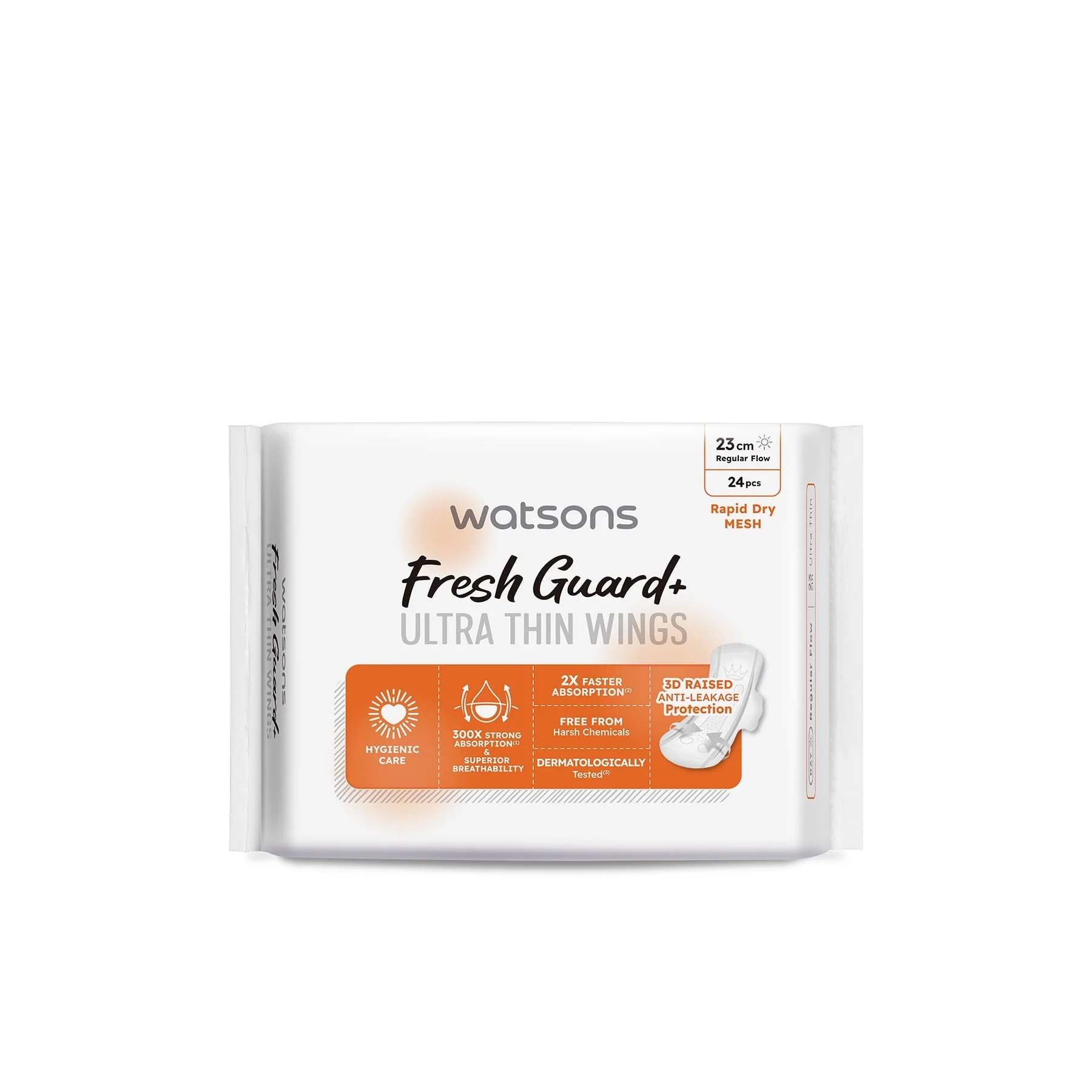 Watsons Fresh Guard+ Ultra Thin Wings (Soft Dry) 23cm 24s - Image 2