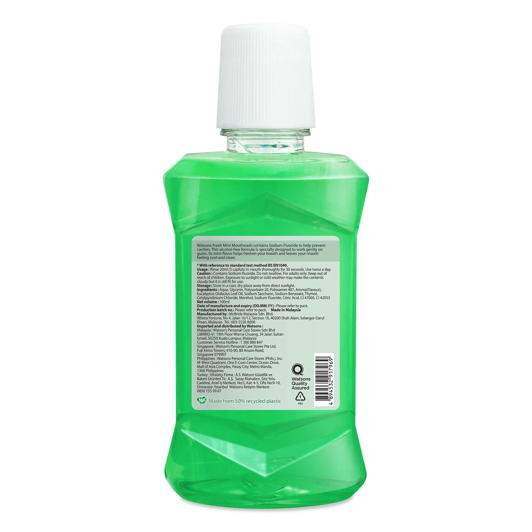 Watsons Fresh Mint Mouthwash 100ml - Image 2