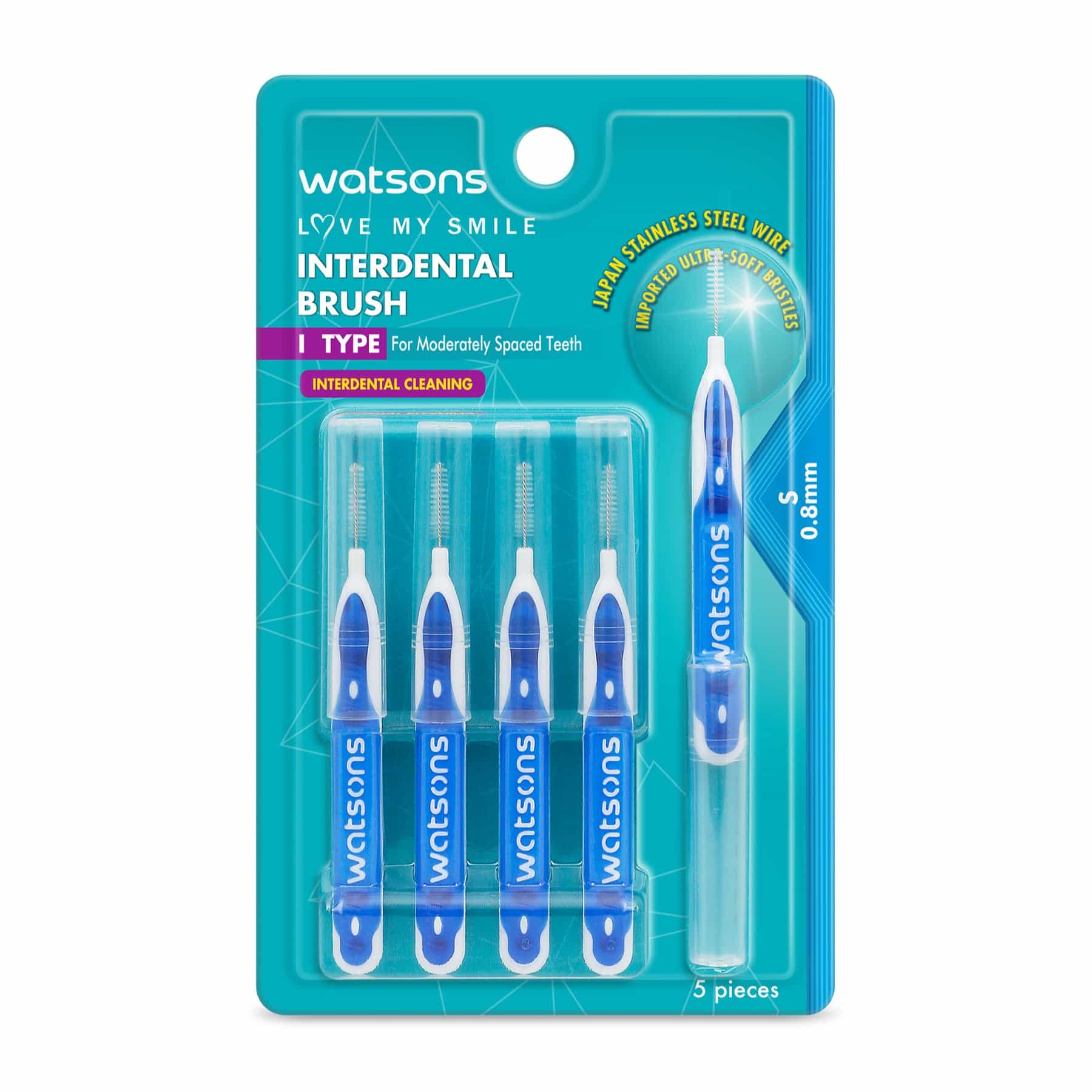 Watsons I Type Interdental Brush 0.8mm 5pcs