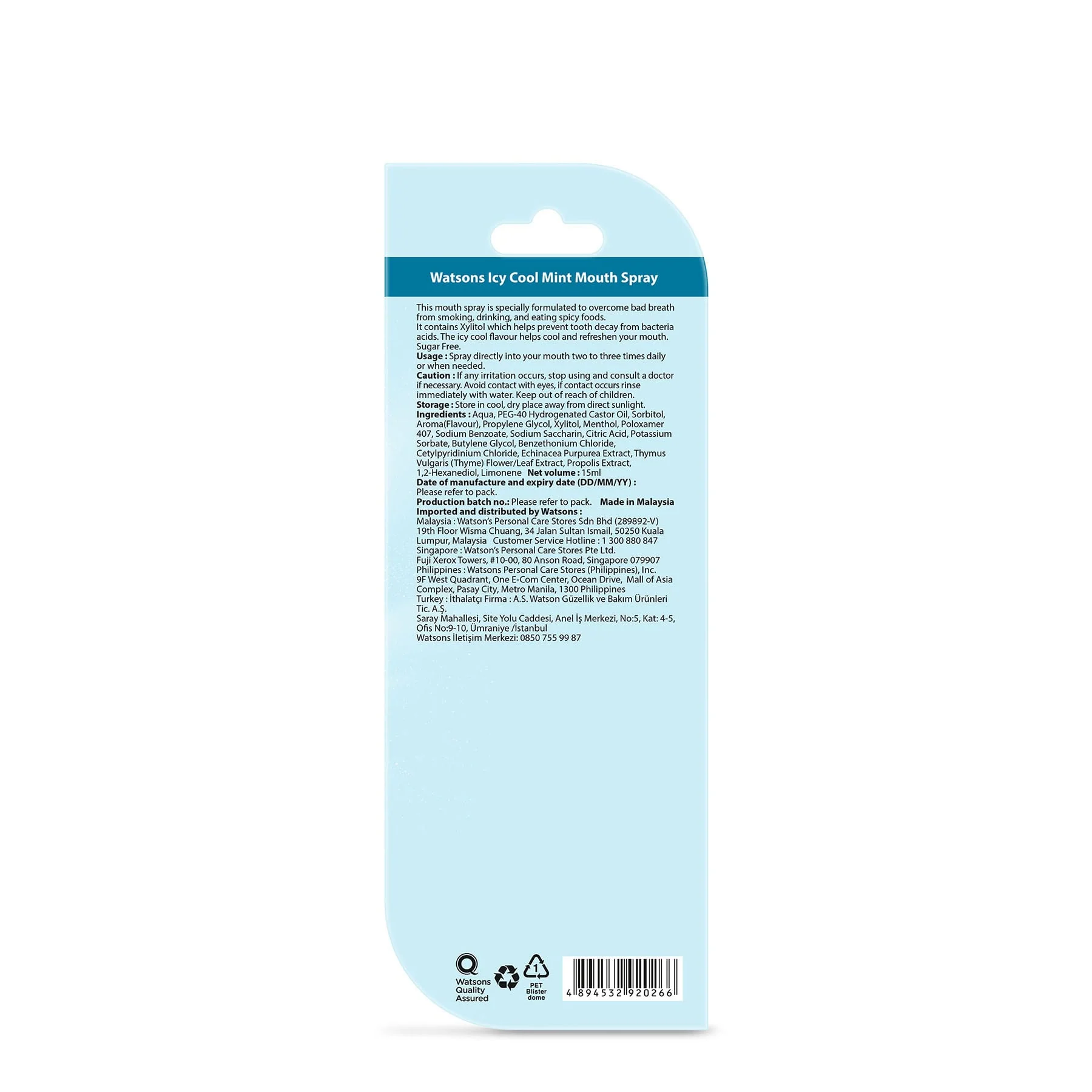 Watsons Icy Cool Mouth Spray 15ml - Image 2