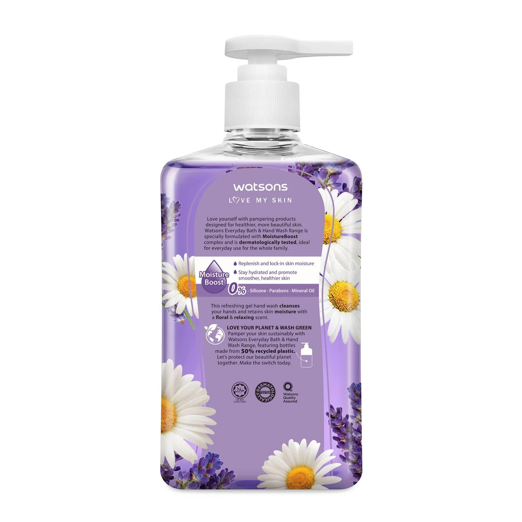 Watsons Lavender & Chamomile Scented Gel Hand Wash 500ml - Image 2