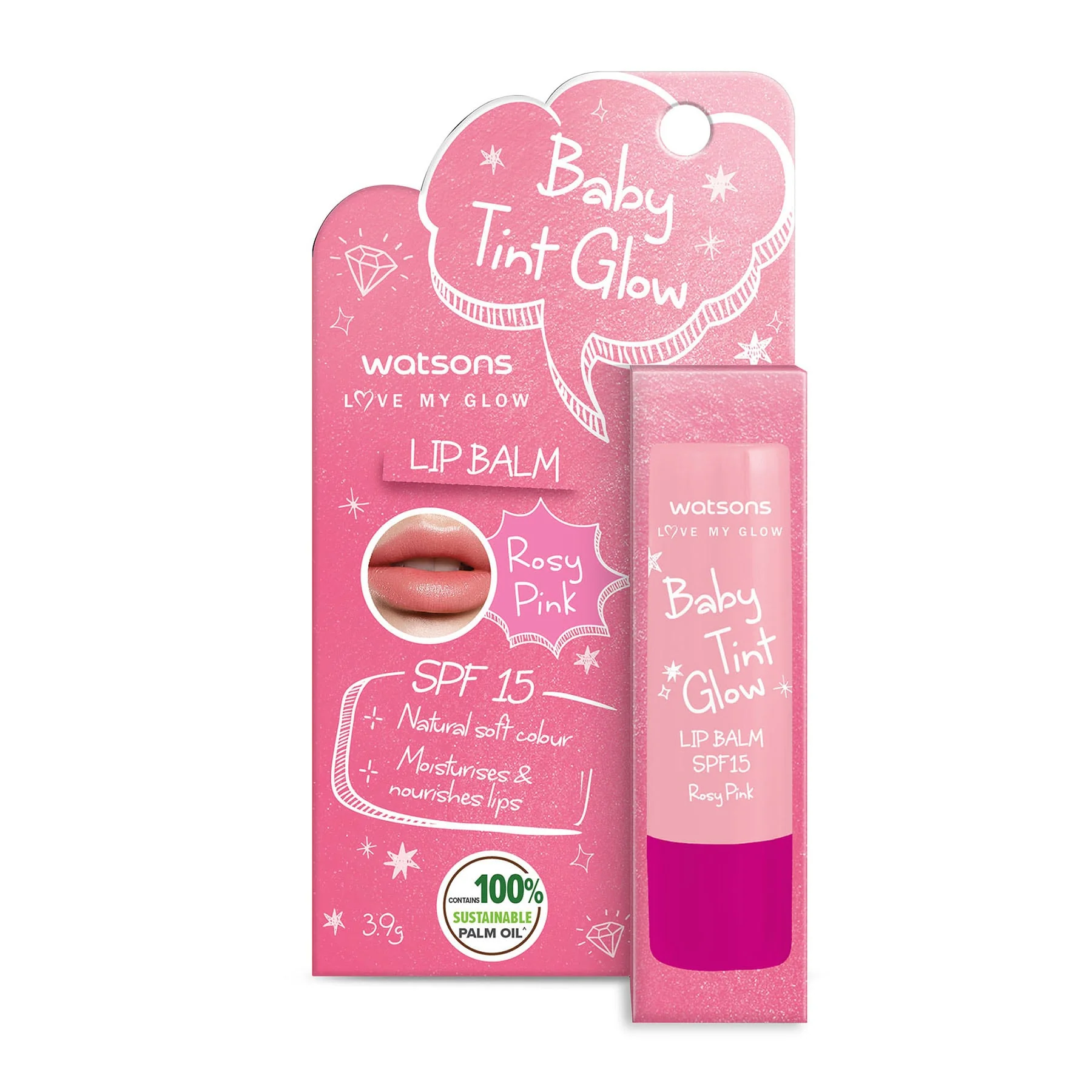 Watsons Love My Glow Baby Tint Glow SPF15 Lip Balm 3.9g - Image 3