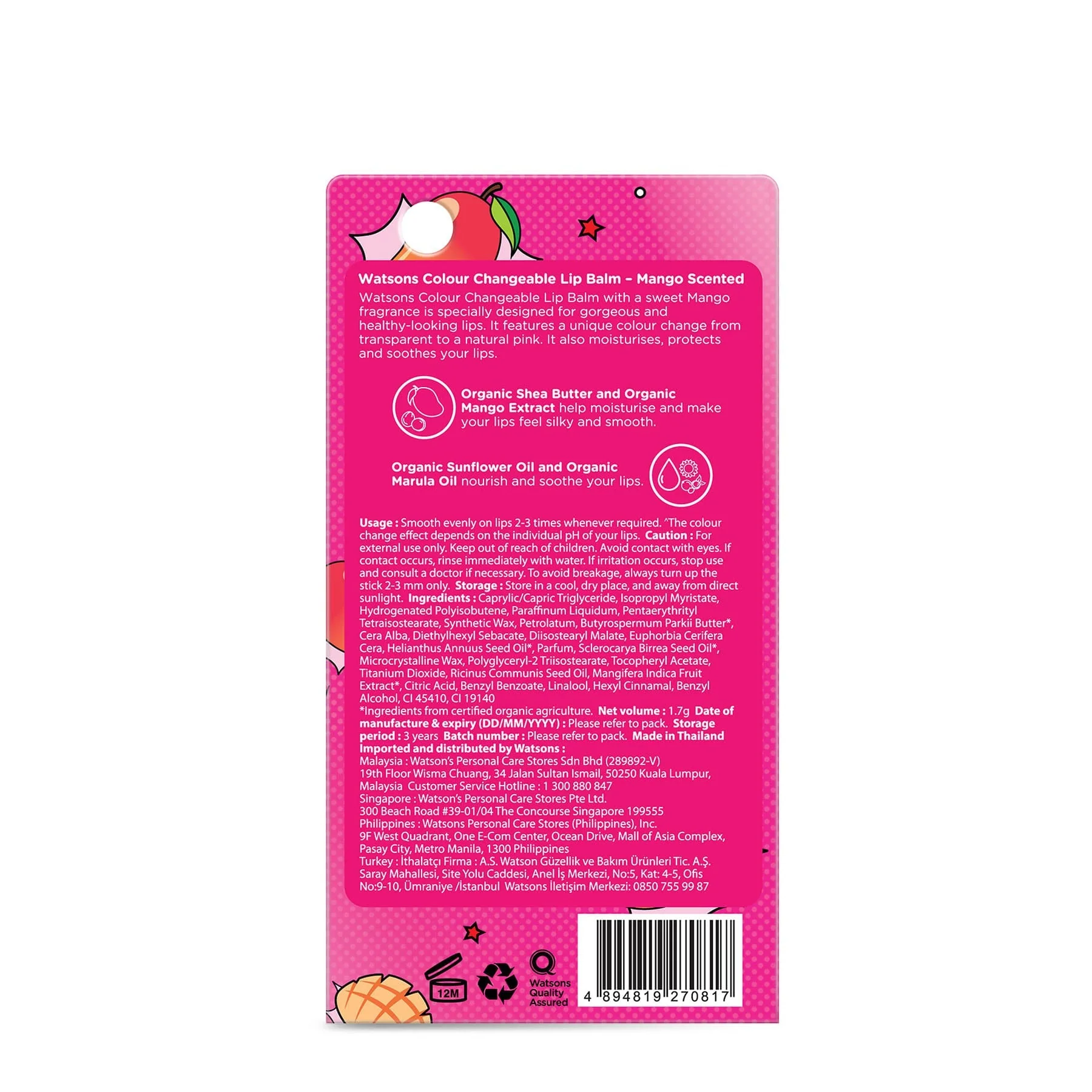 Watsons Love My Glow Colour Changeable Lip Balm Mango Scented 1.7g - Image 2