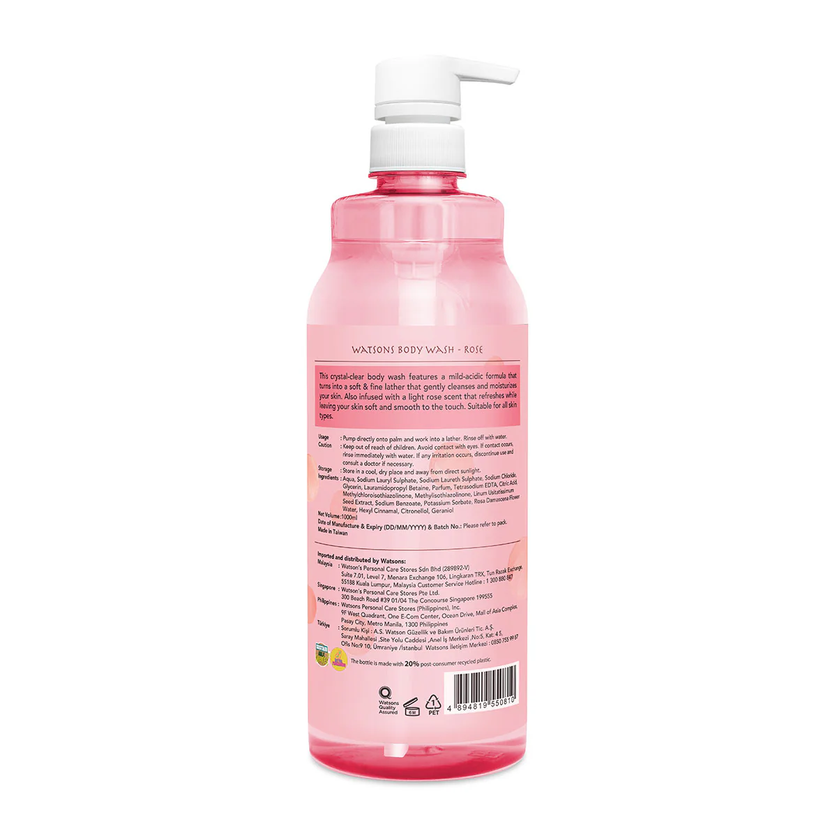Watsons Rose Body Wash 1000ml - Image 2