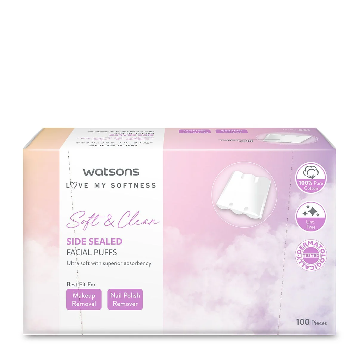 Watsons Side Sealed Facial Puffs 100pcs - Image 3