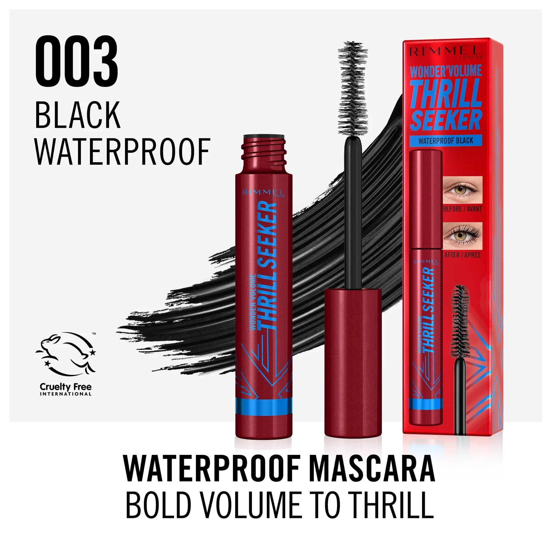 Wonder'Volume Thrill Seeker Waterproof Mascara 001 Black 8ml - Image 3