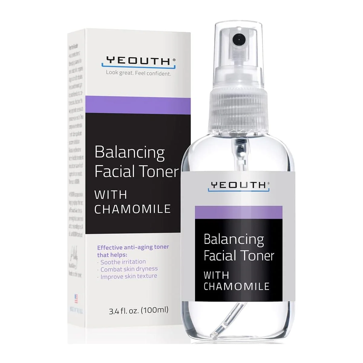 Yeouth Balancing Facial Toner with Chamomile, Allantoin, Alcloxa, 3.4oz